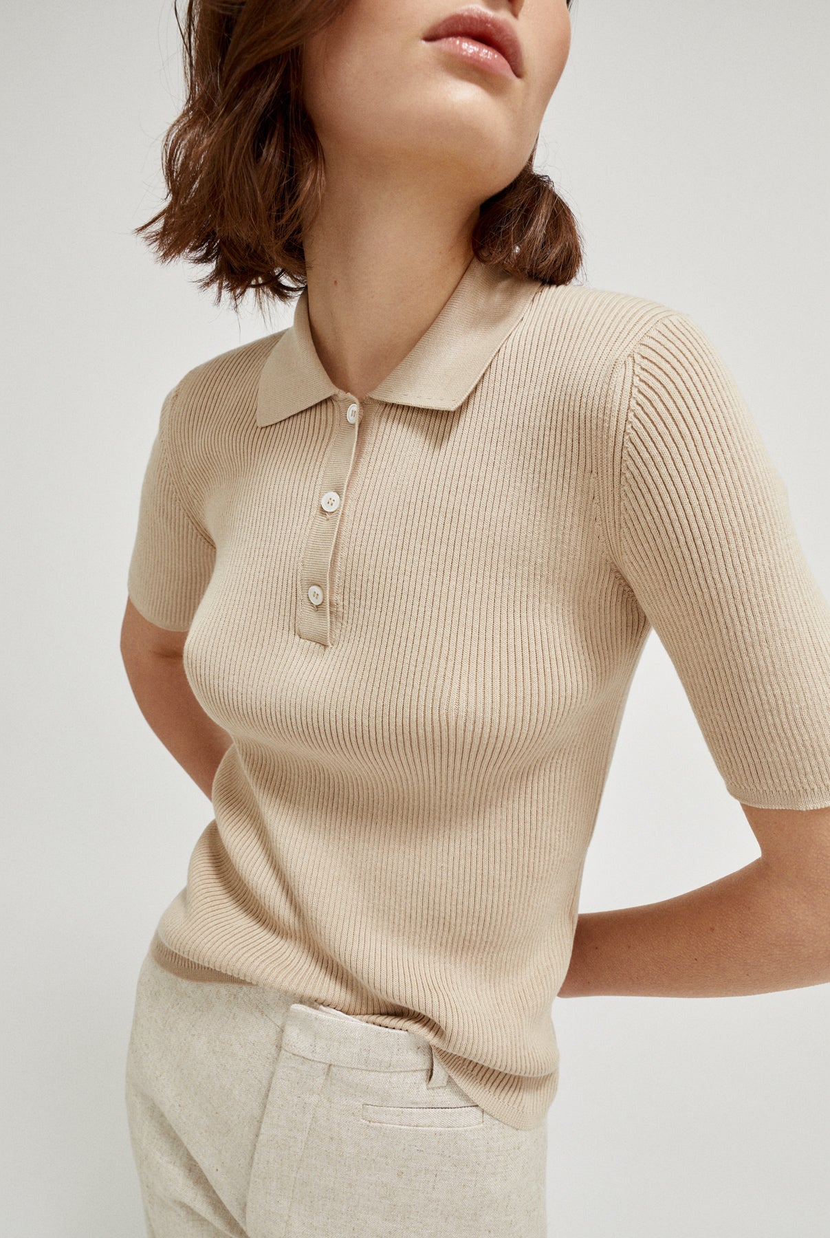 the organic cotton ribbed polo imperfect version sand