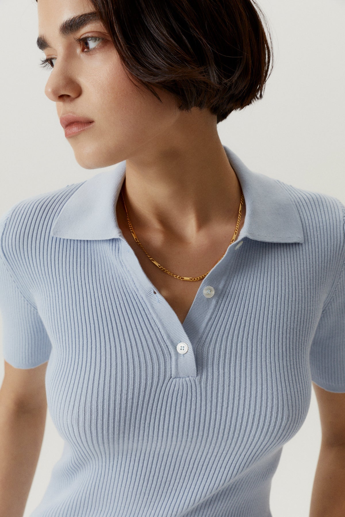 the organic cotton ribbed polo baby blue