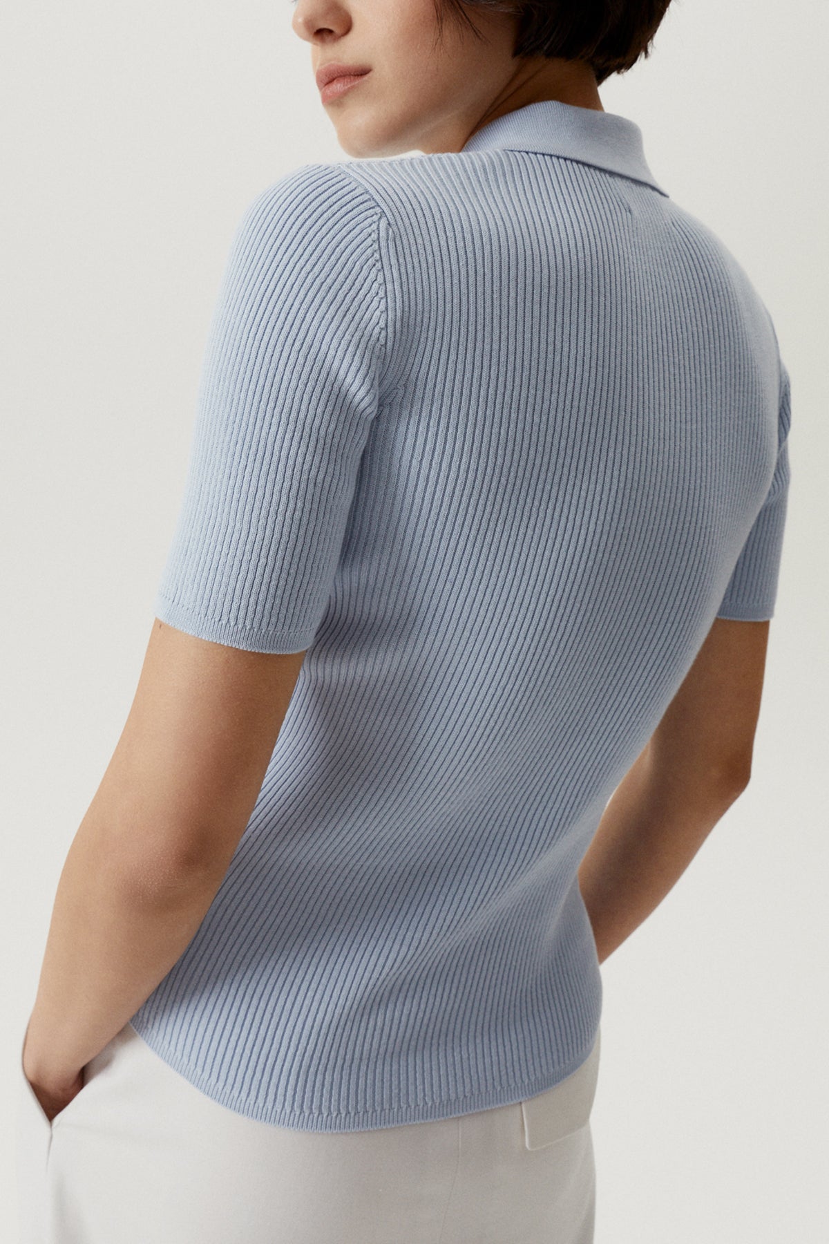 The Organic Cotton Ribbed Polo light blue - Imperfect Version