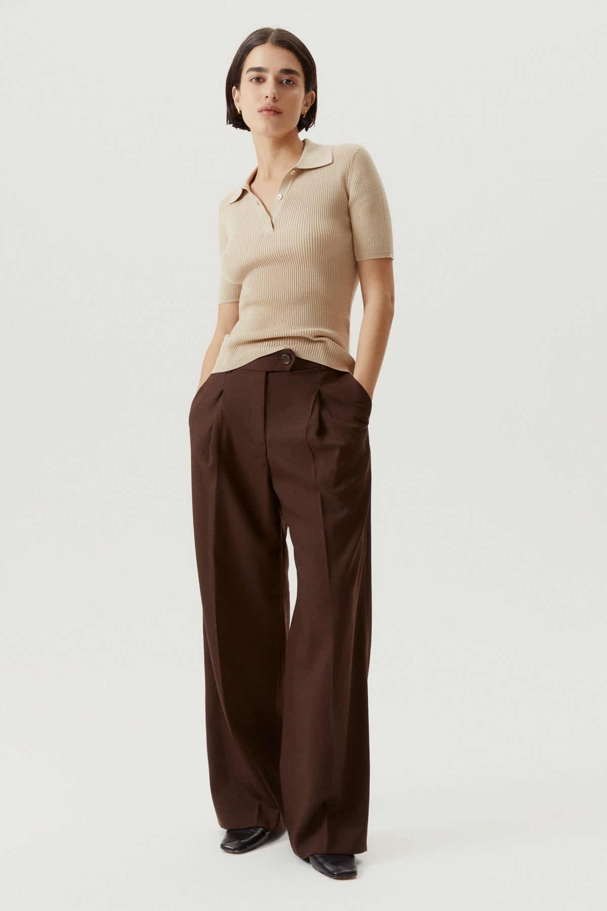 the organic cotton ribbed polo sand