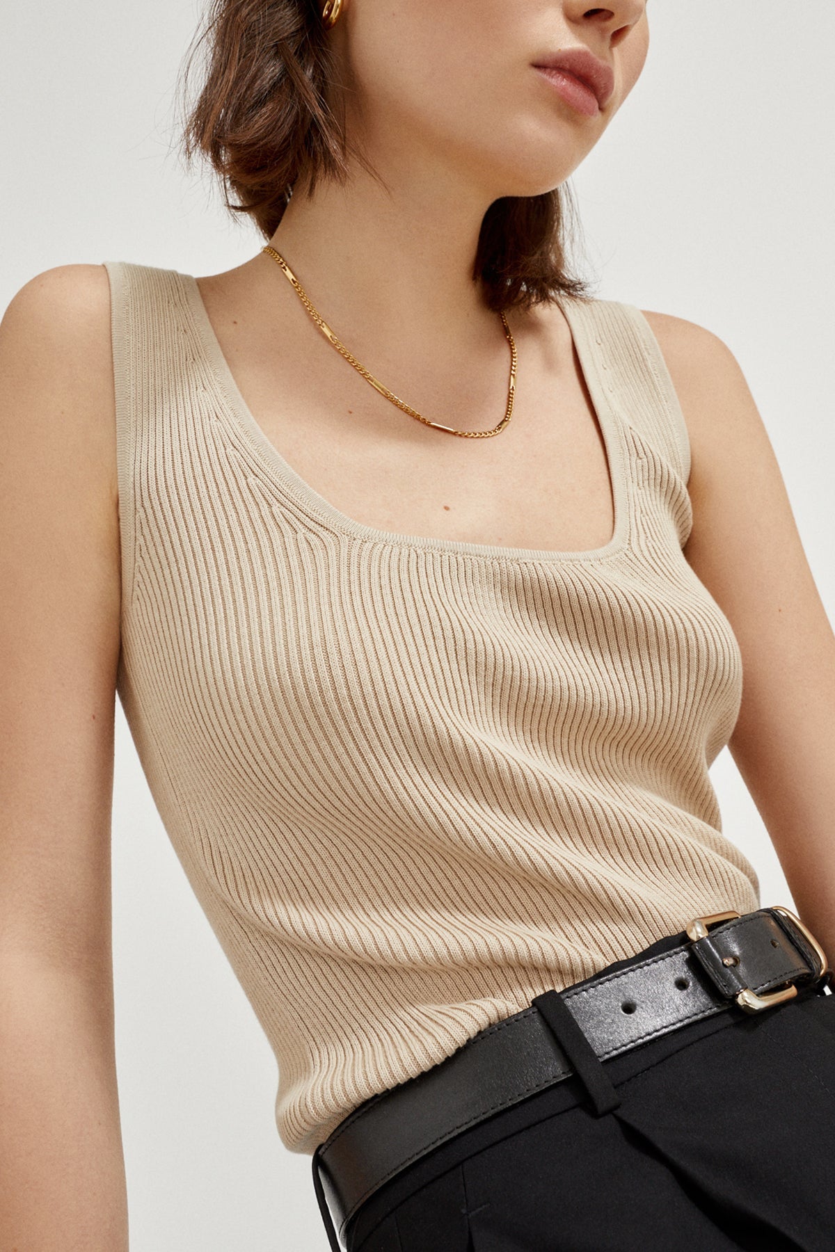 the organic cotton ribbed tank top imperfect version 22 beige