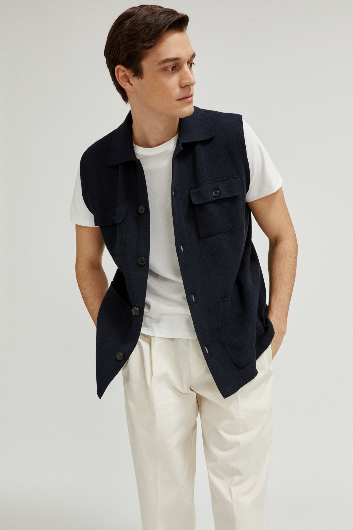 The Organic Cotton Vest blue