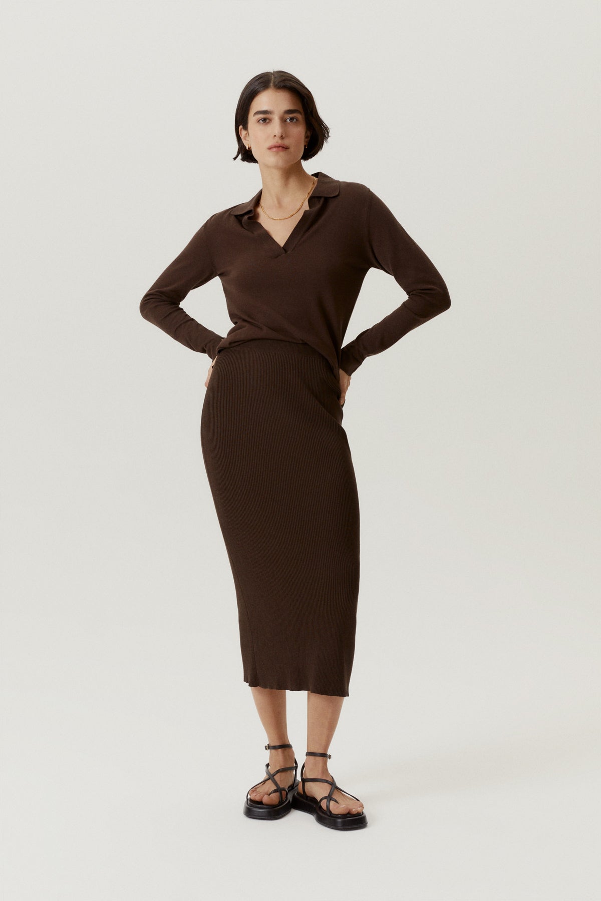 the organic cotton lightweight polo mocha brown