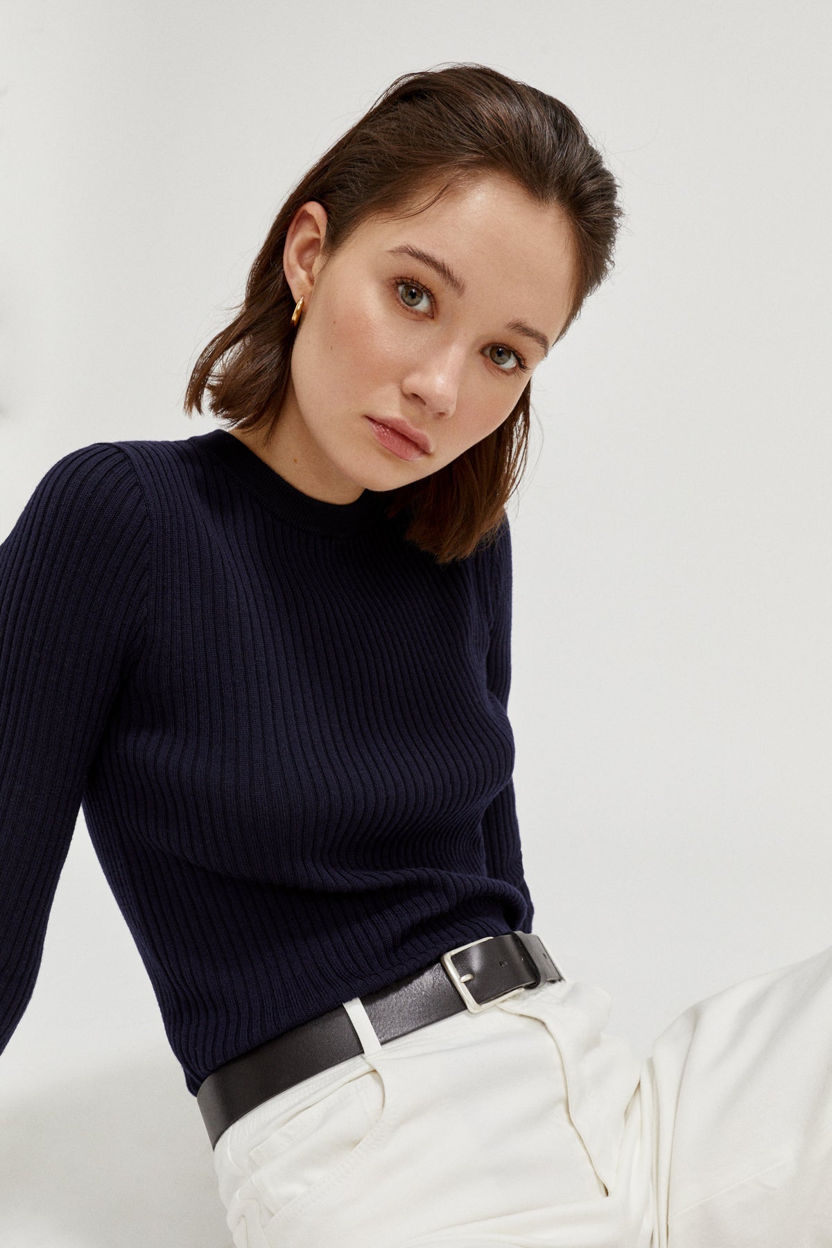 the merino wool ribbed sweater 2 oxford blue