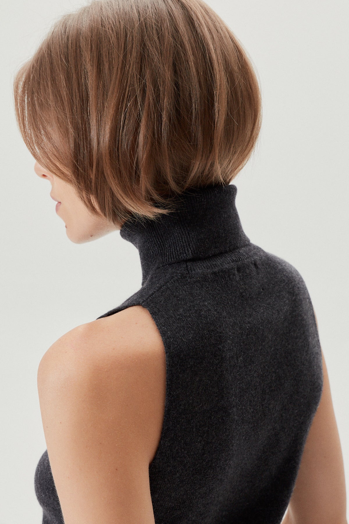 the superior cashmere a line top charcoal grey