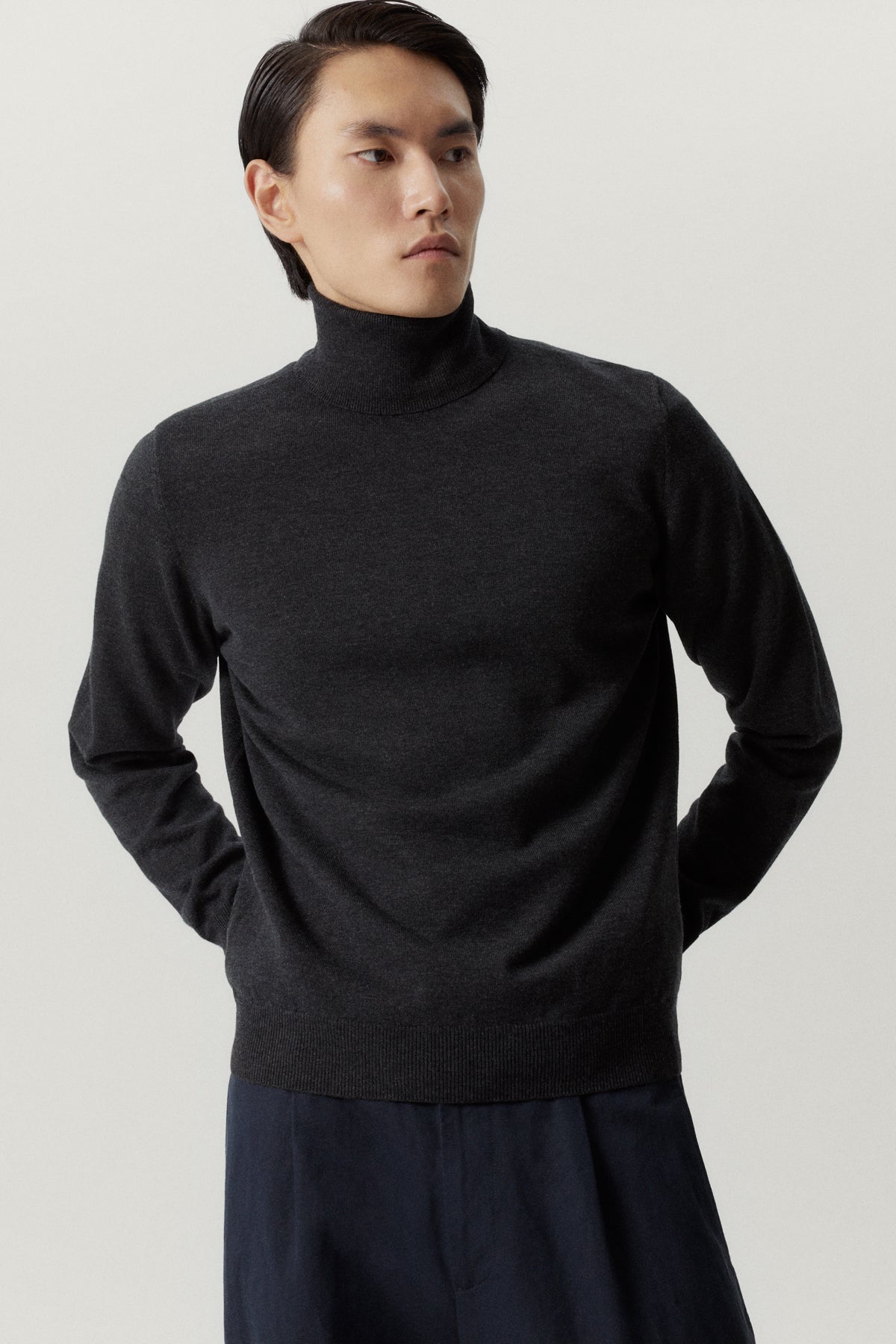 the ultrasoft roll neck sweater anthracite melange