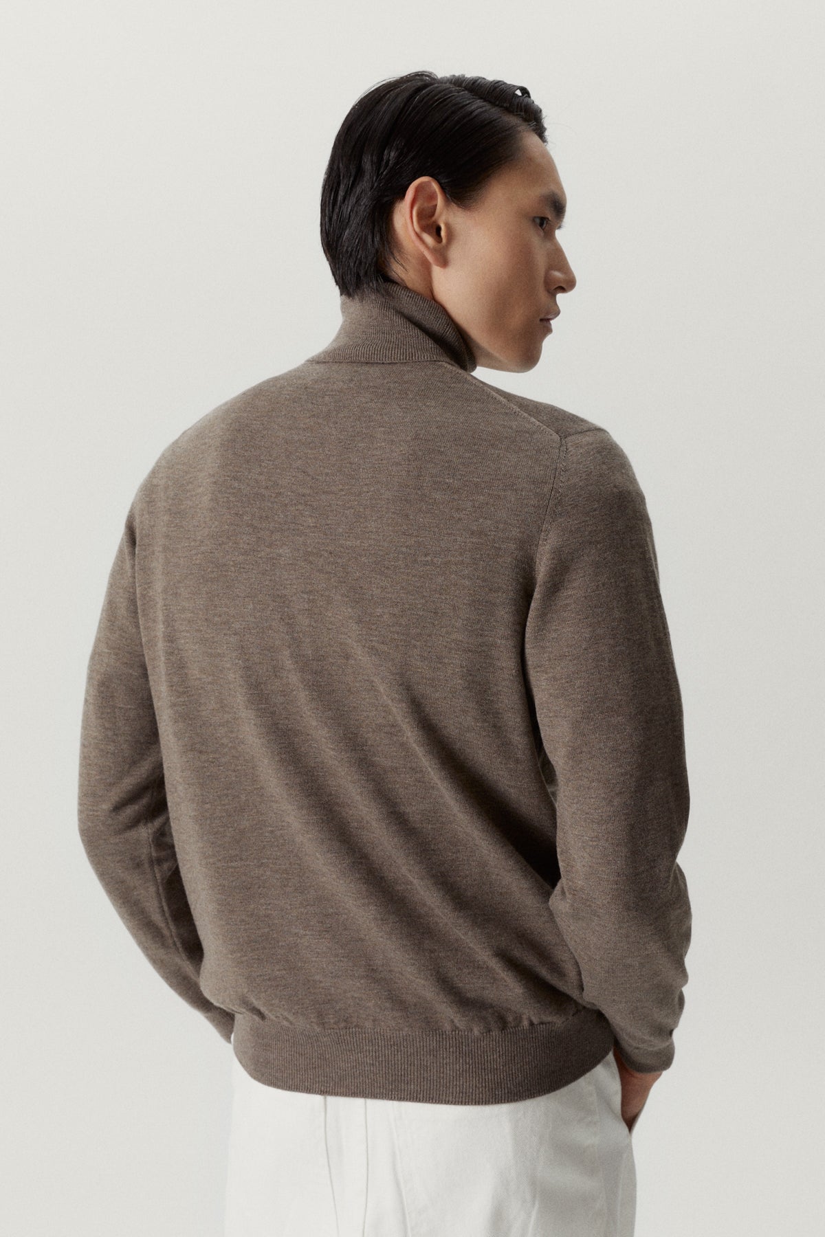 the ultrasoft roll neck sweater brown melange
