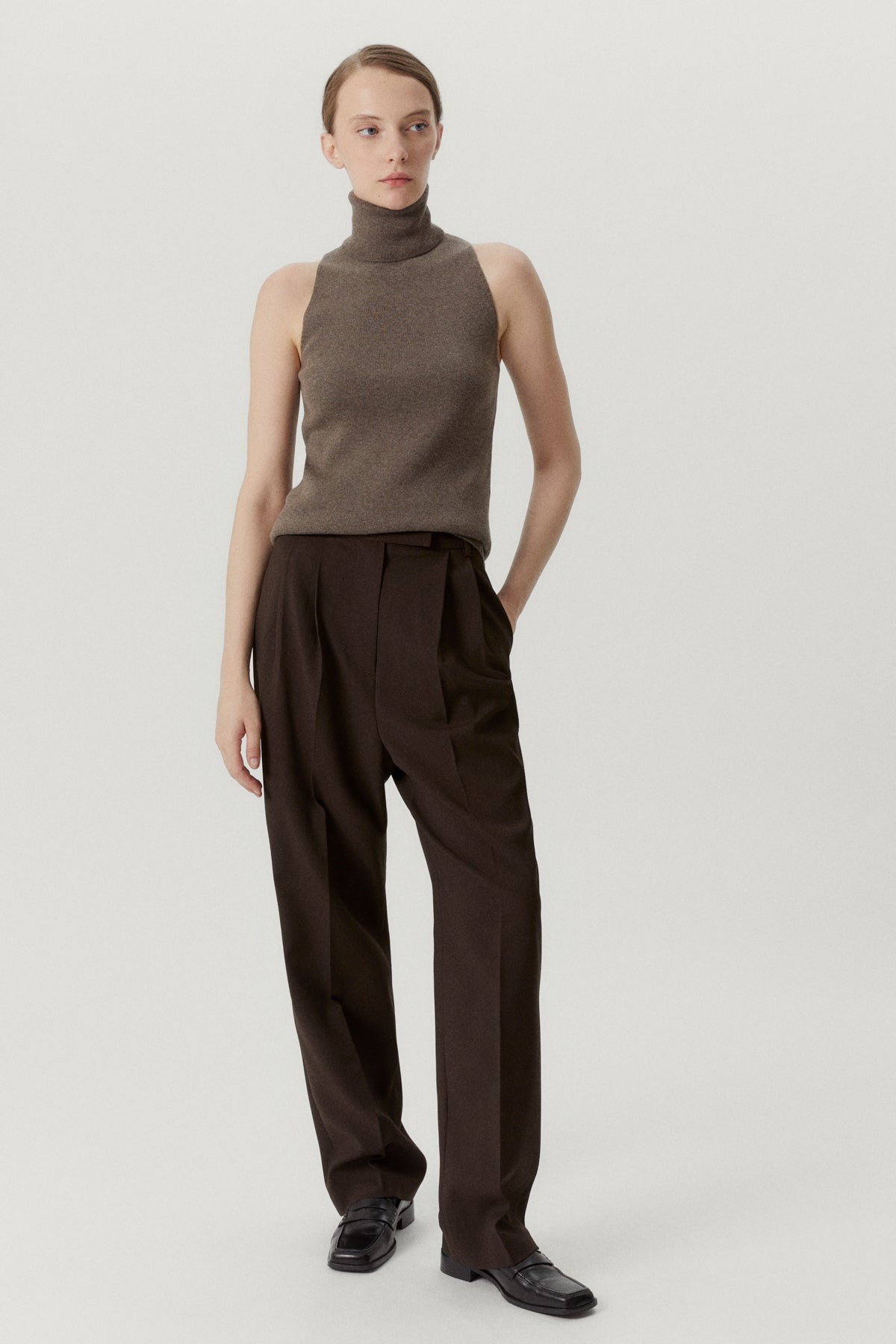 the ultrasoft wool a line top brown melange