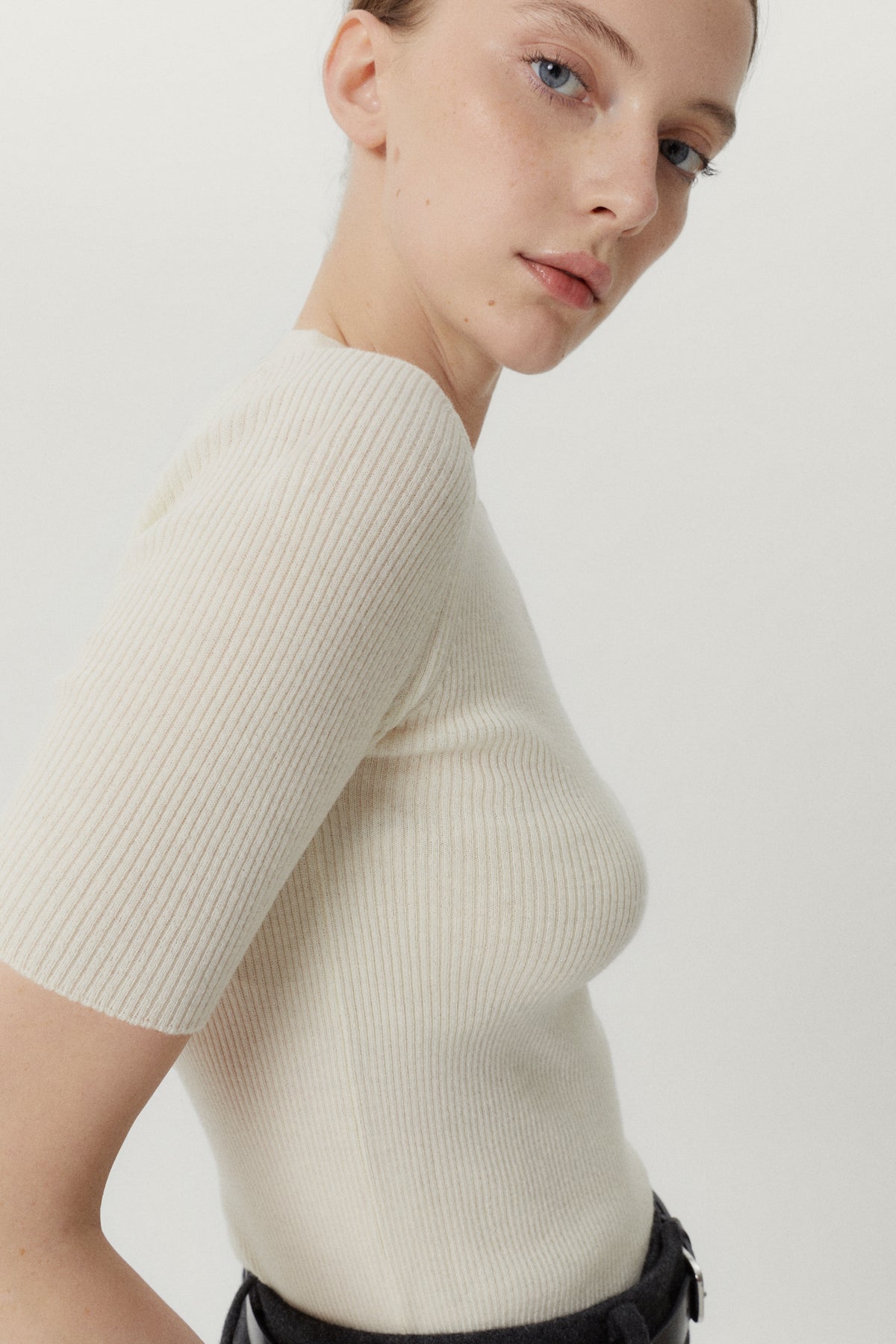 the ultrasoft wool ribbed t shirt natural white