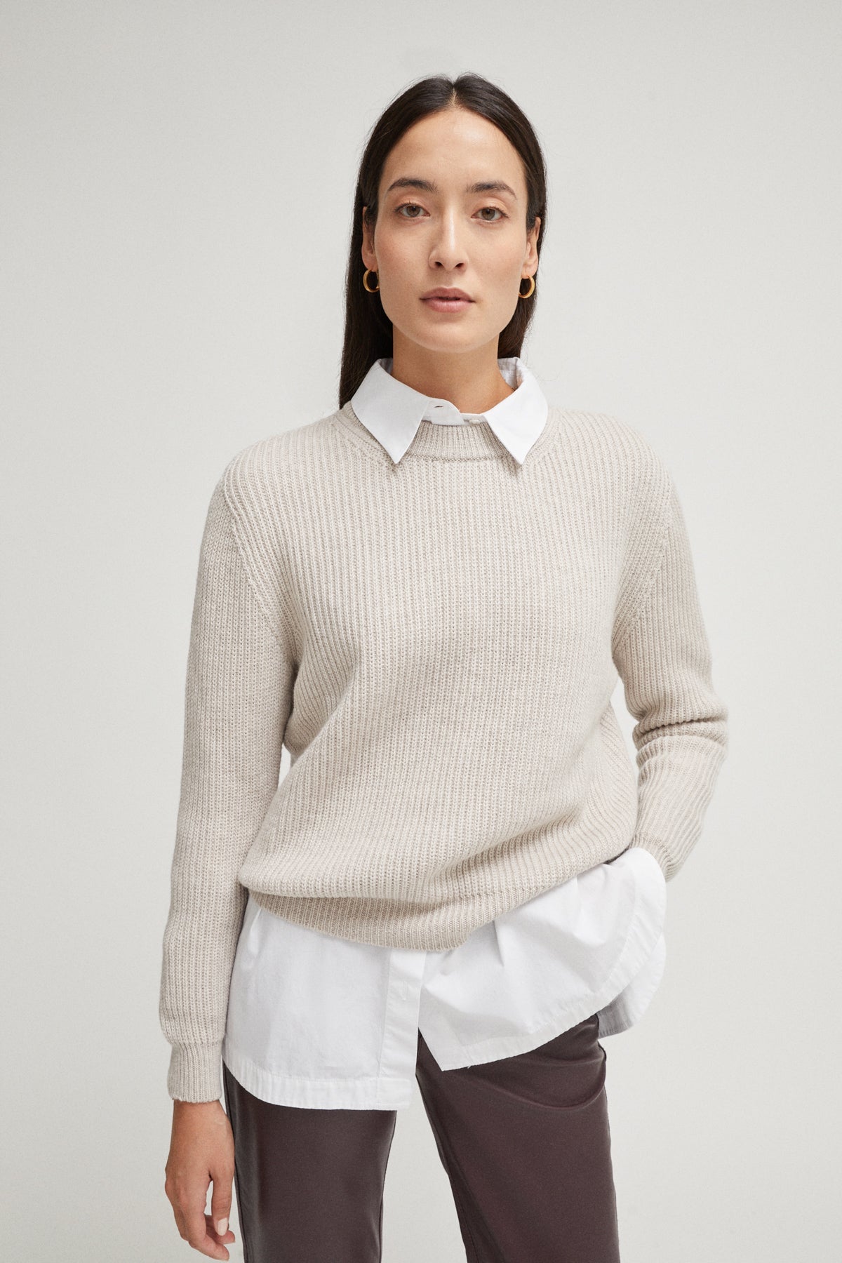 the wool perkins sweater greige