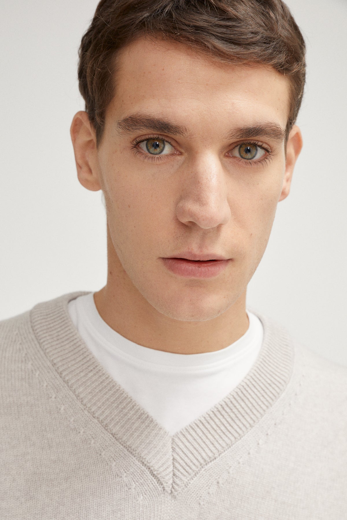 the wool vintage v neck greige