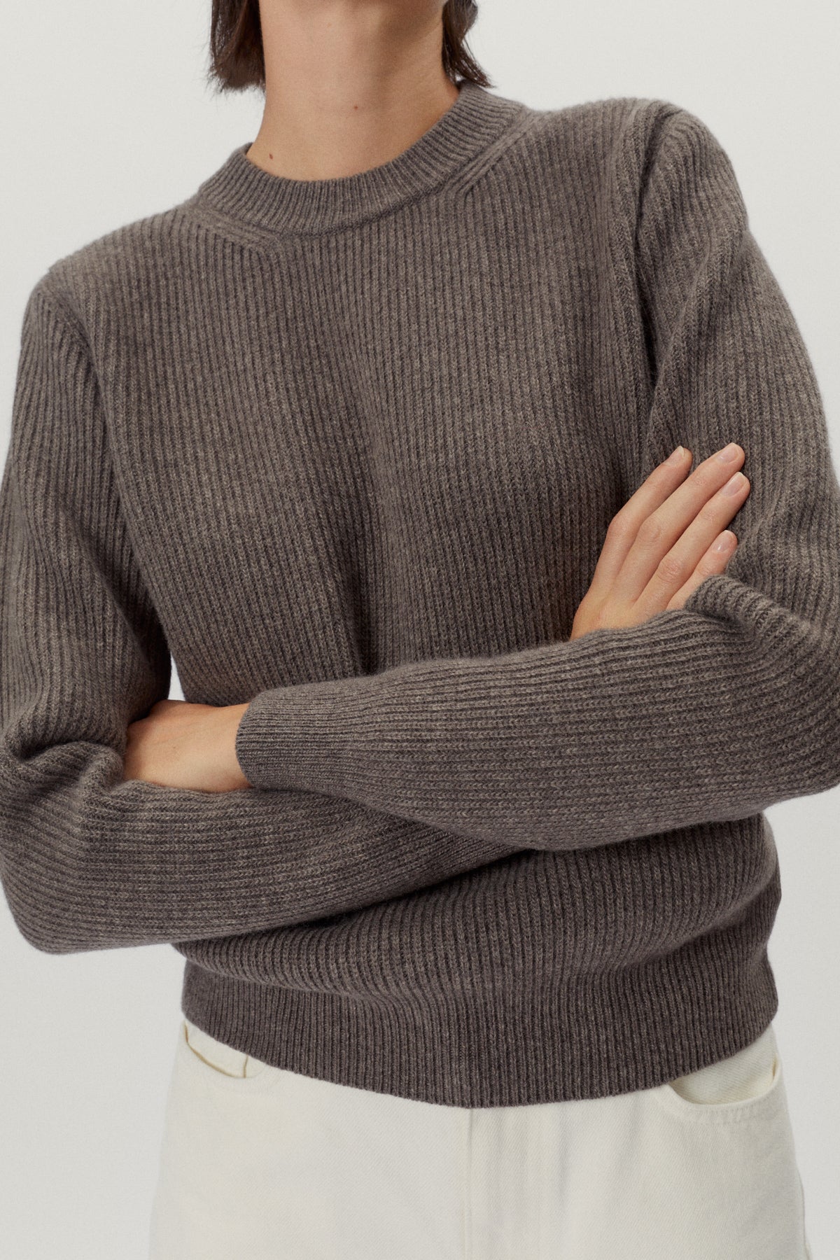 the woolen perkins sweater taupe