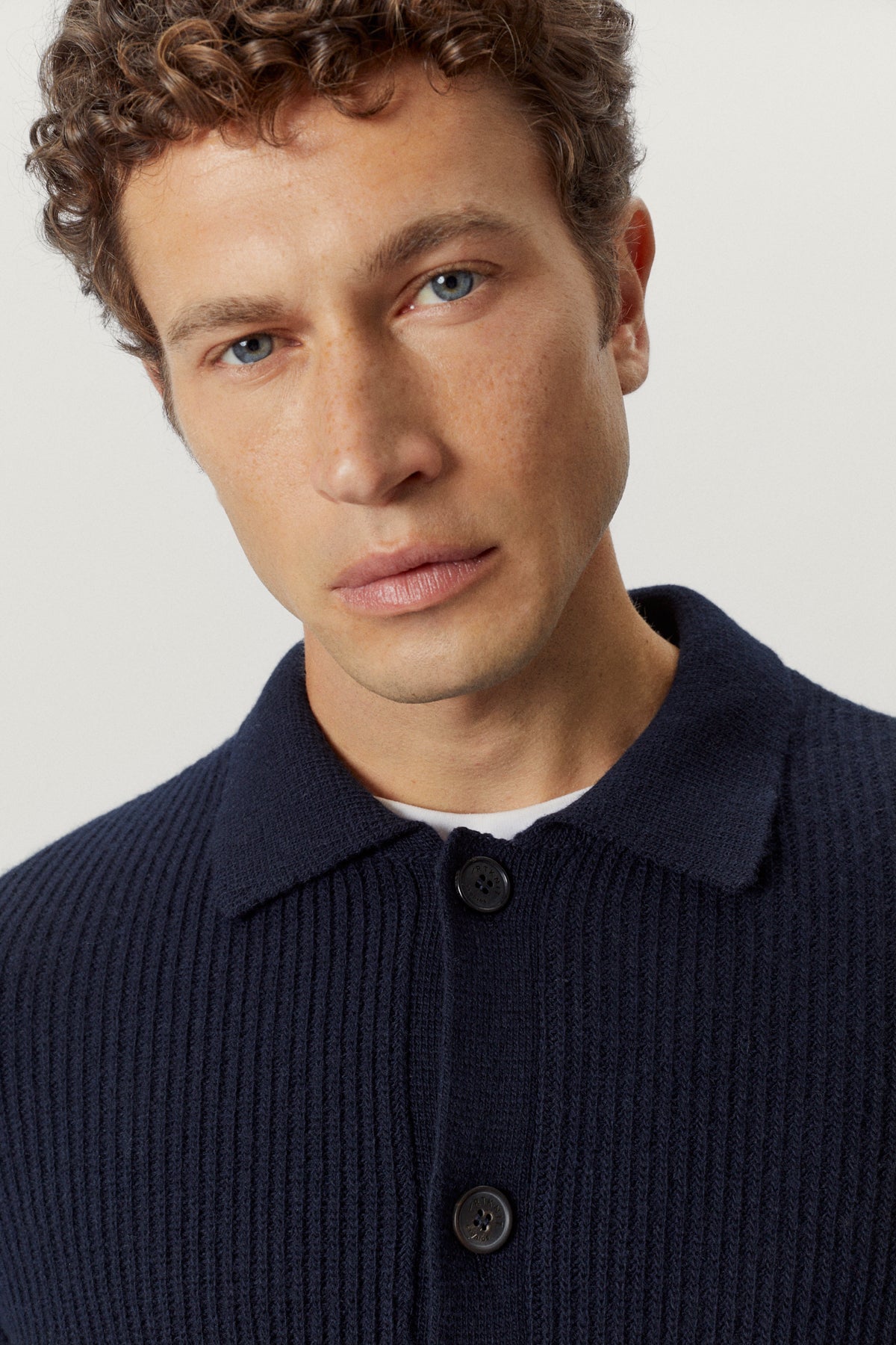 the woolen ribbed overshirt blue navy