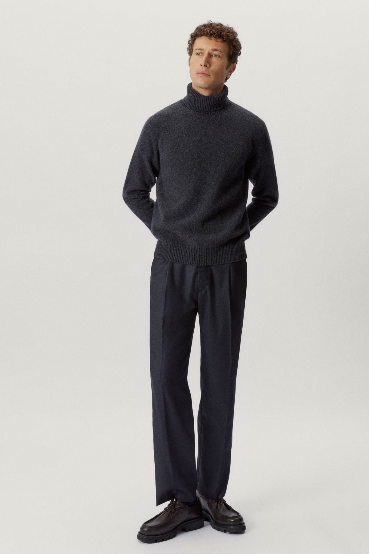 the woolen roll neck ash grey
