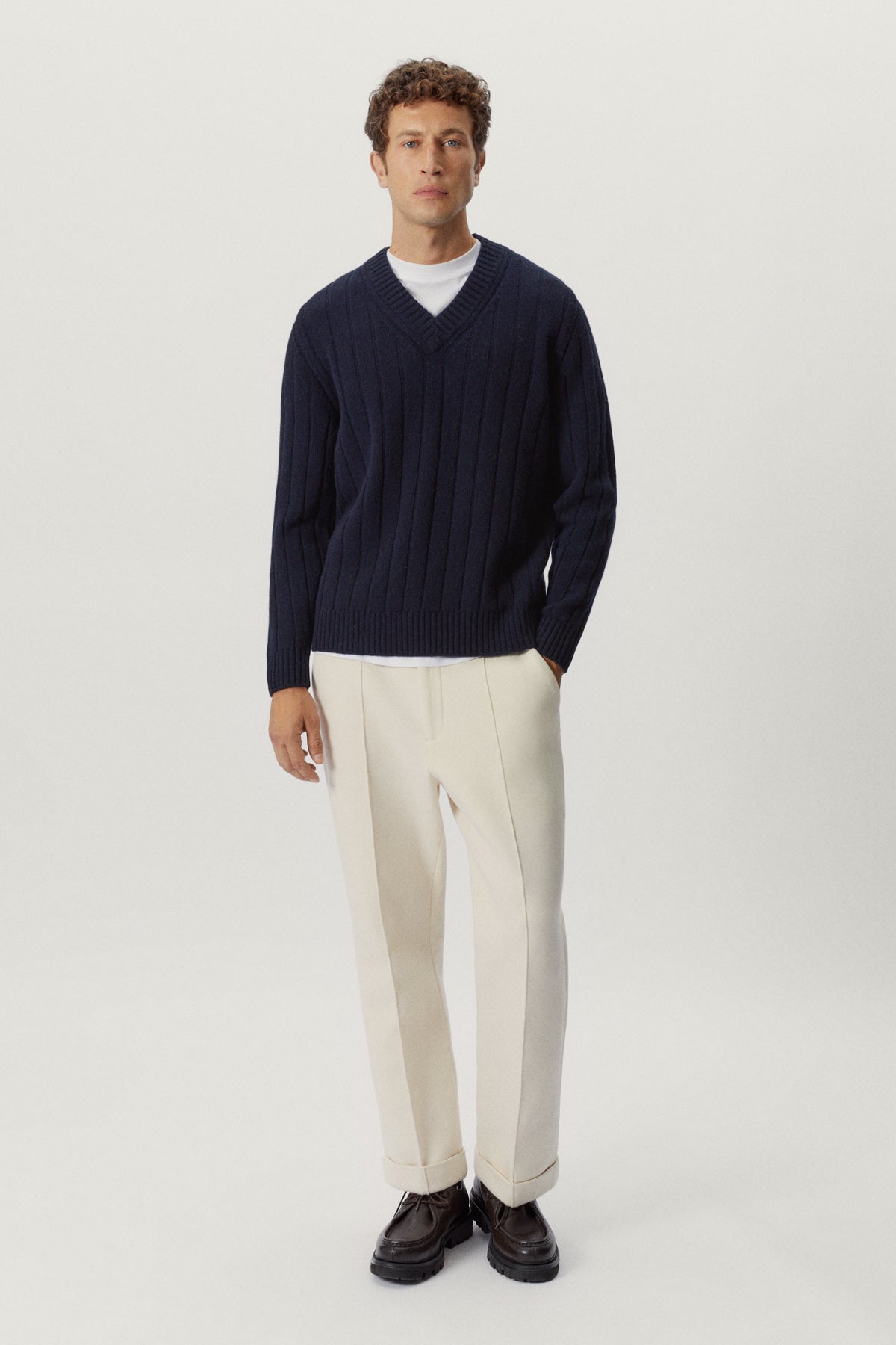 the woolen vintage v neck blue navy