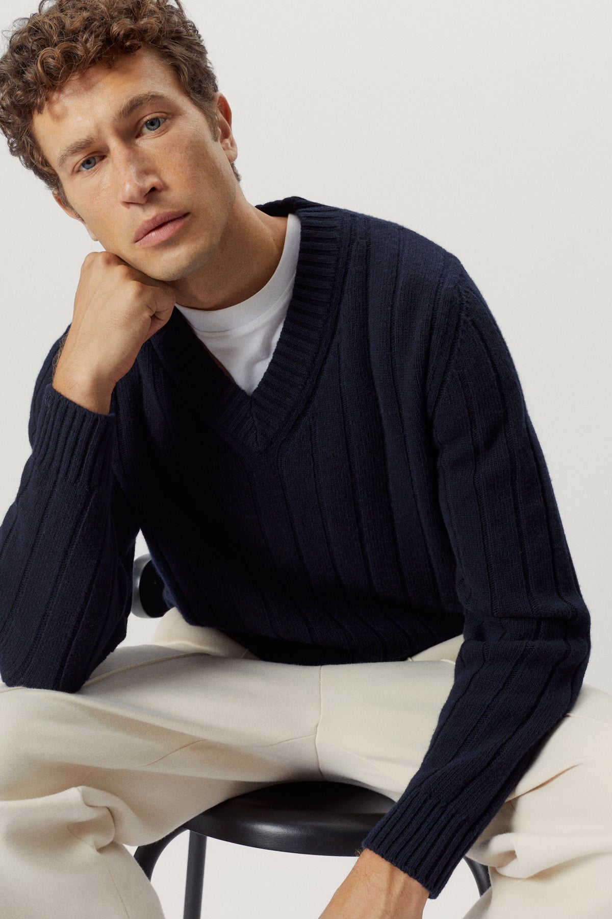 the woolen vintage v neck blue navy