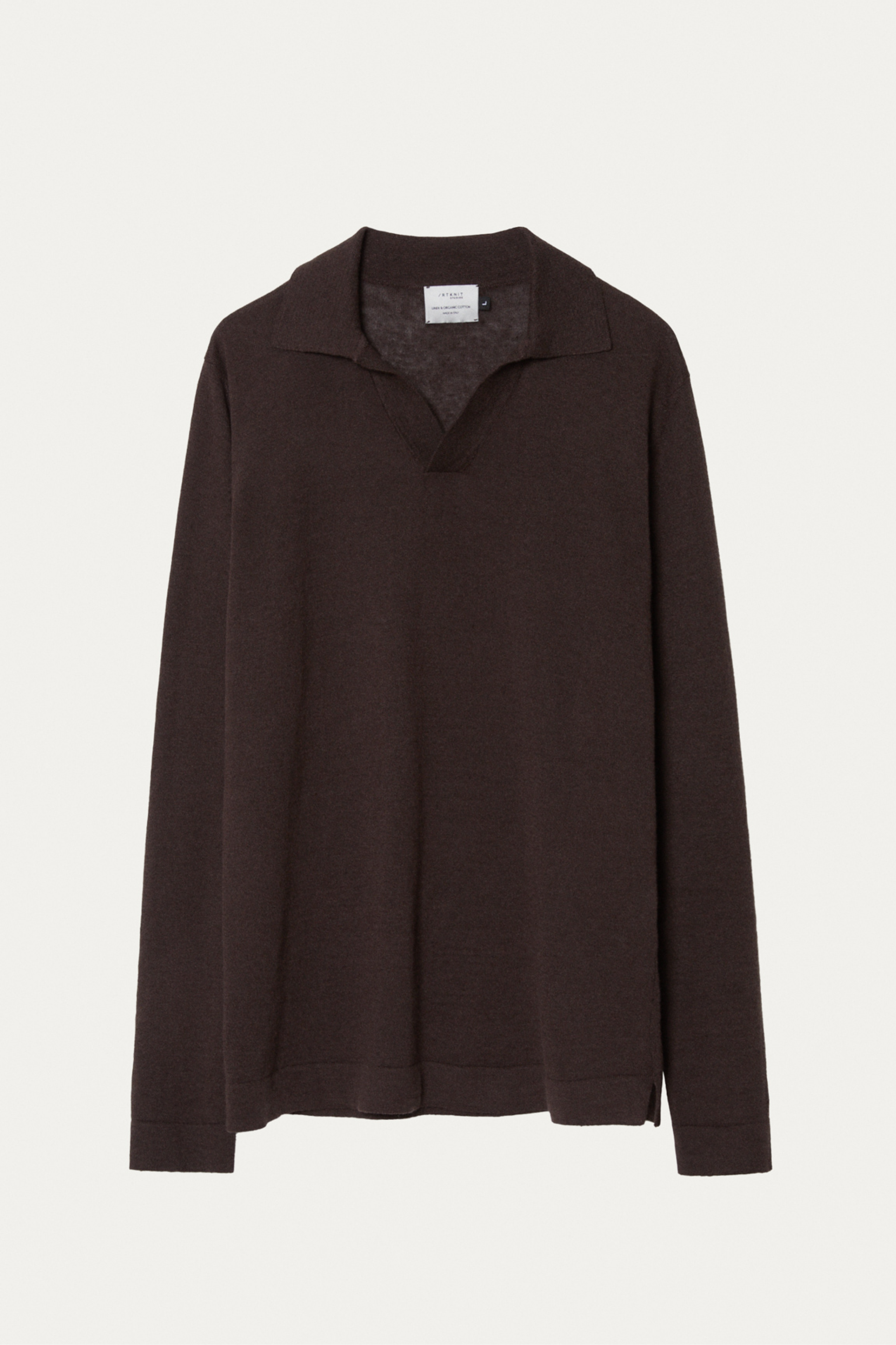 The Long-Sleeve Linen Cotton Polo brown- Imperfect Version