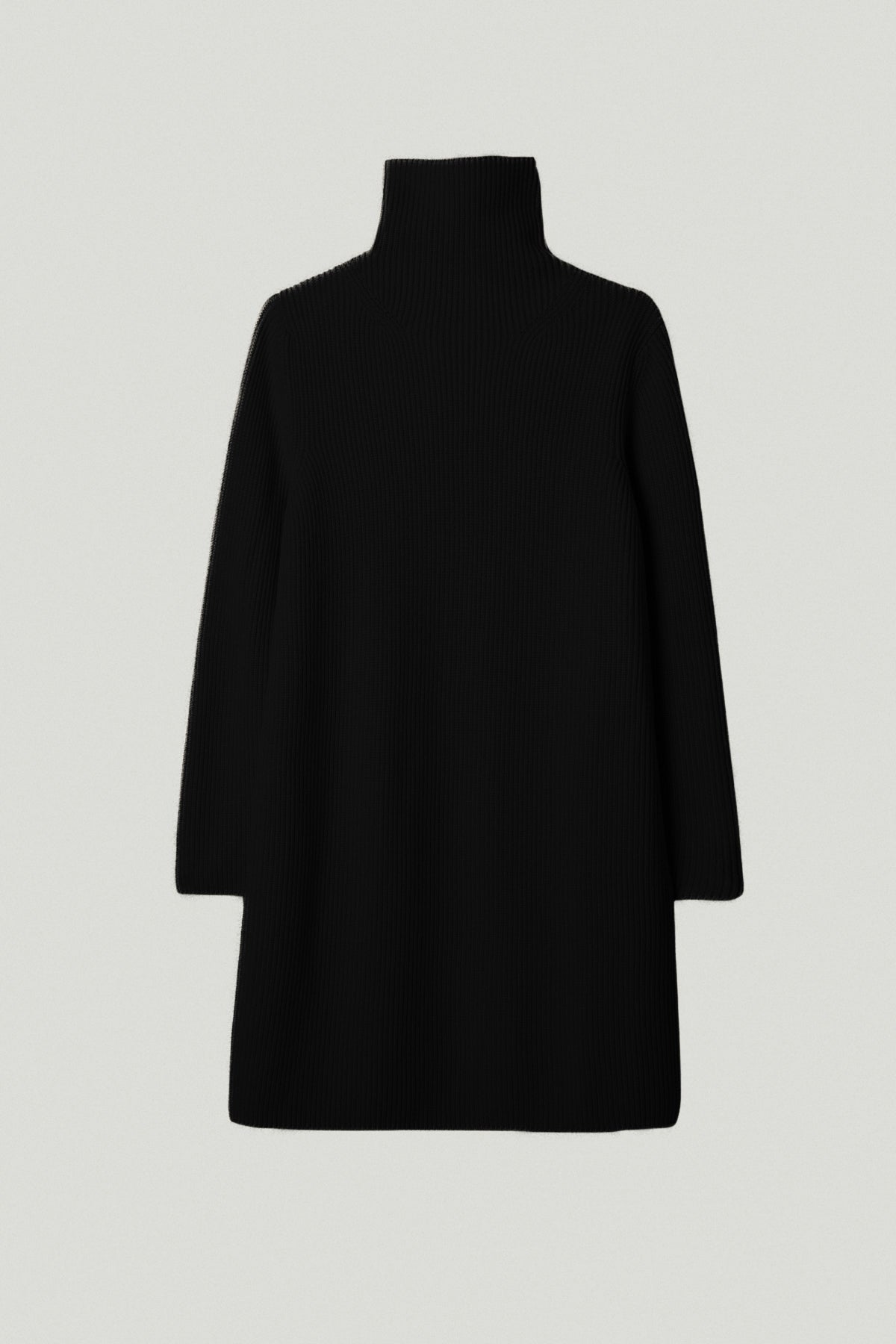 The Merino Wool Short Ribbed Dress black - Imperfect Version