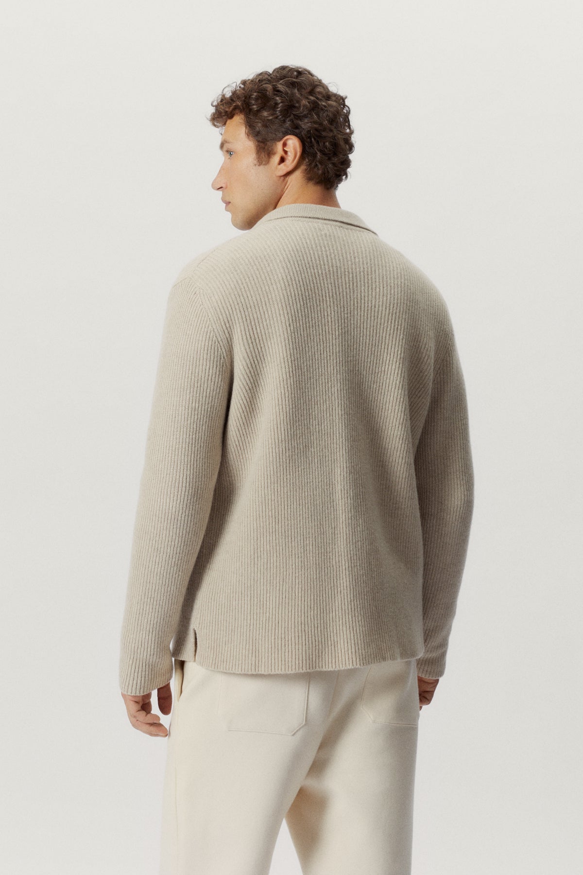 the woolen ribbed overshirt ecru