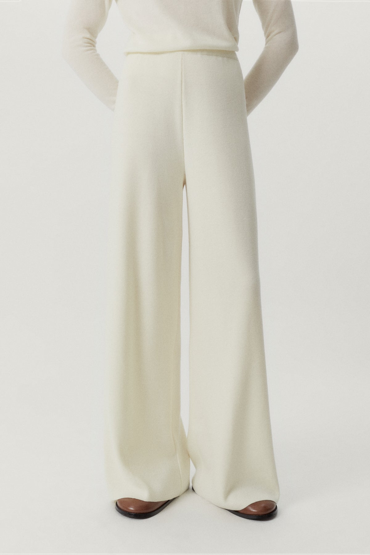 the ultrasoft wool palazzo pants natural white