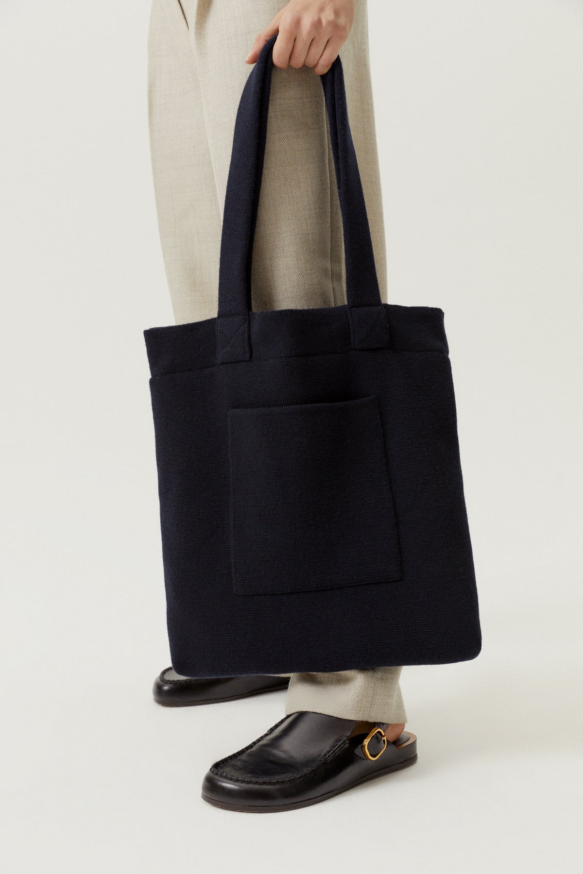 the knit tote bag abyss blue