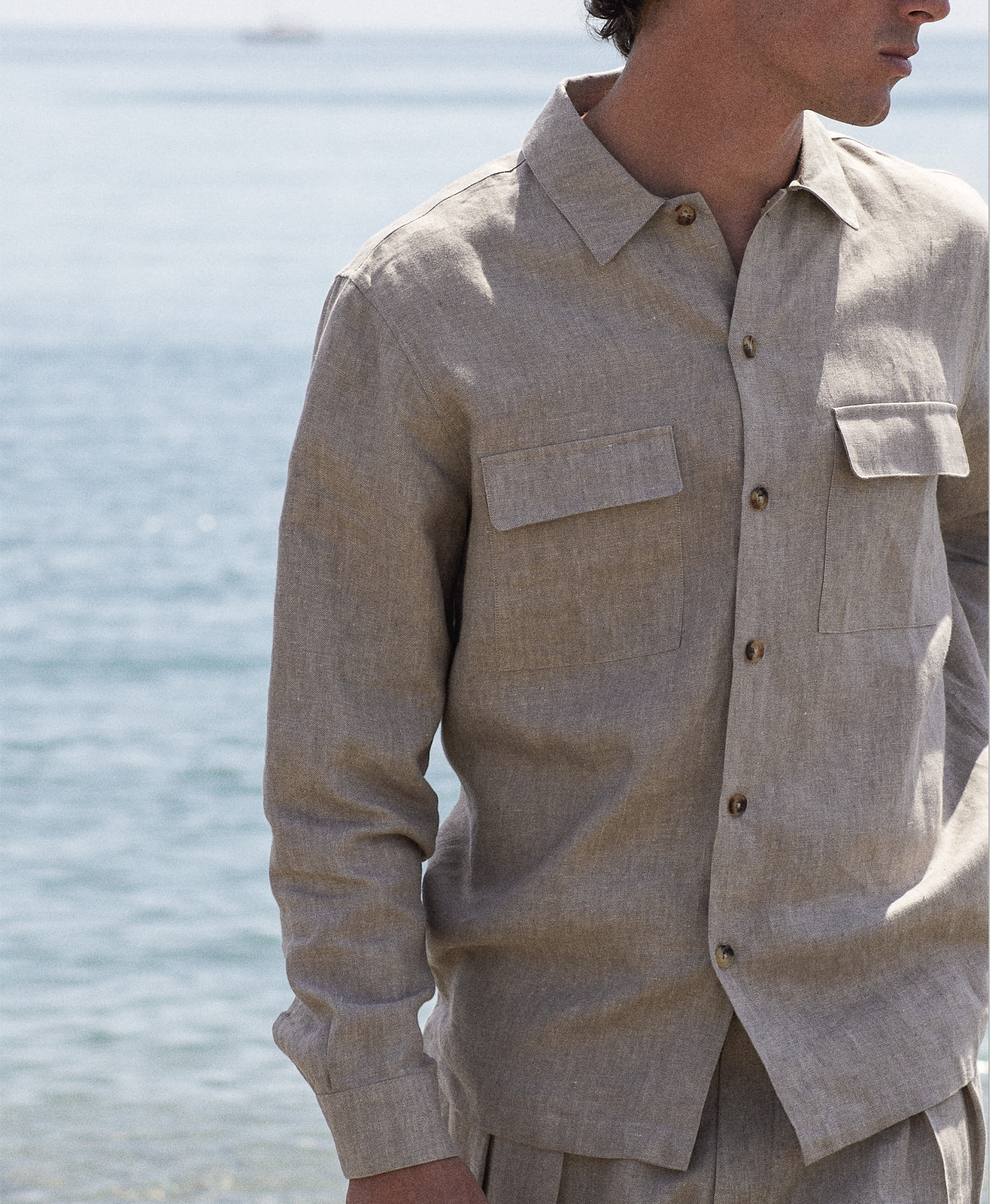 linen twill overshirt hay for him