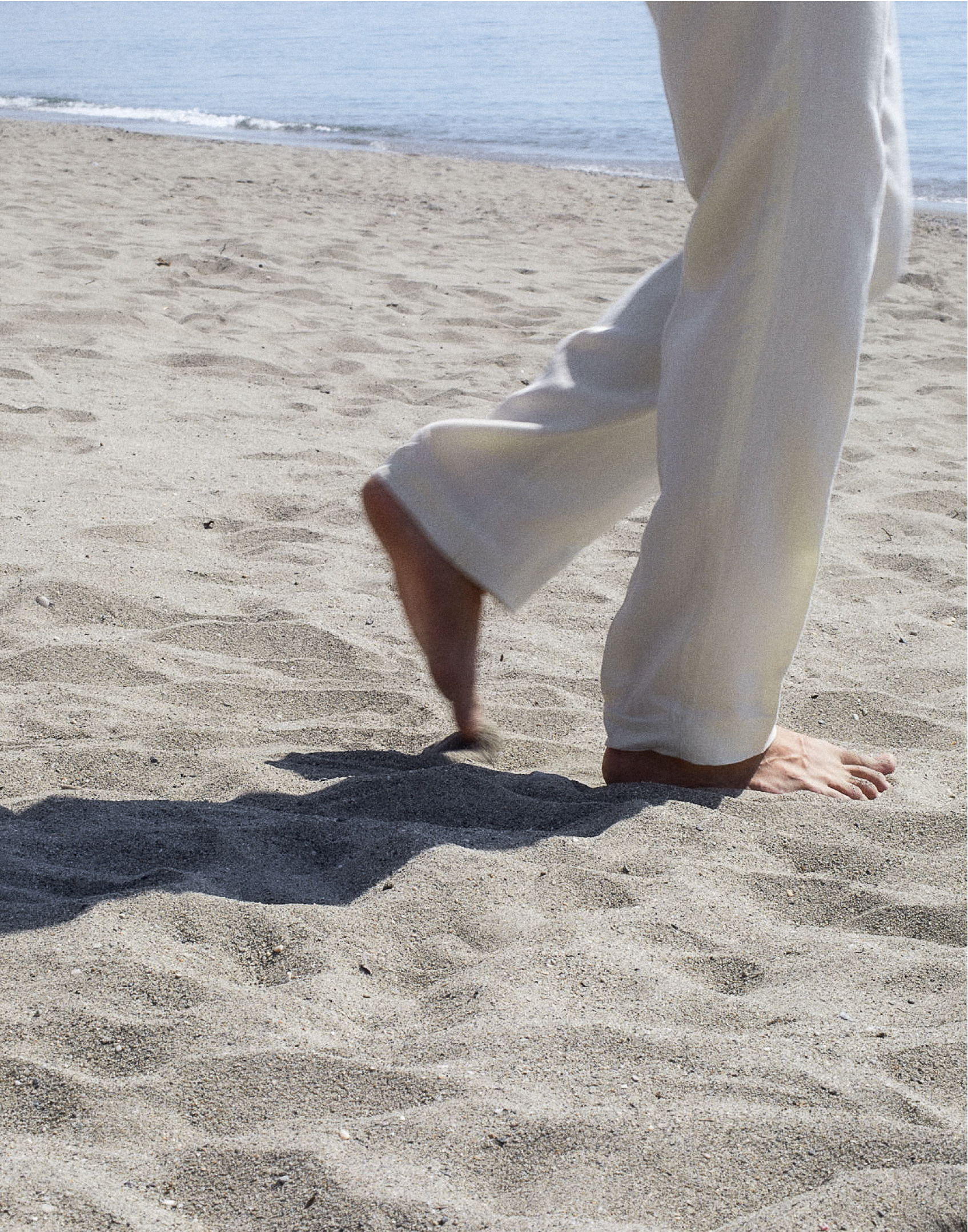 linen twill pants at seaside