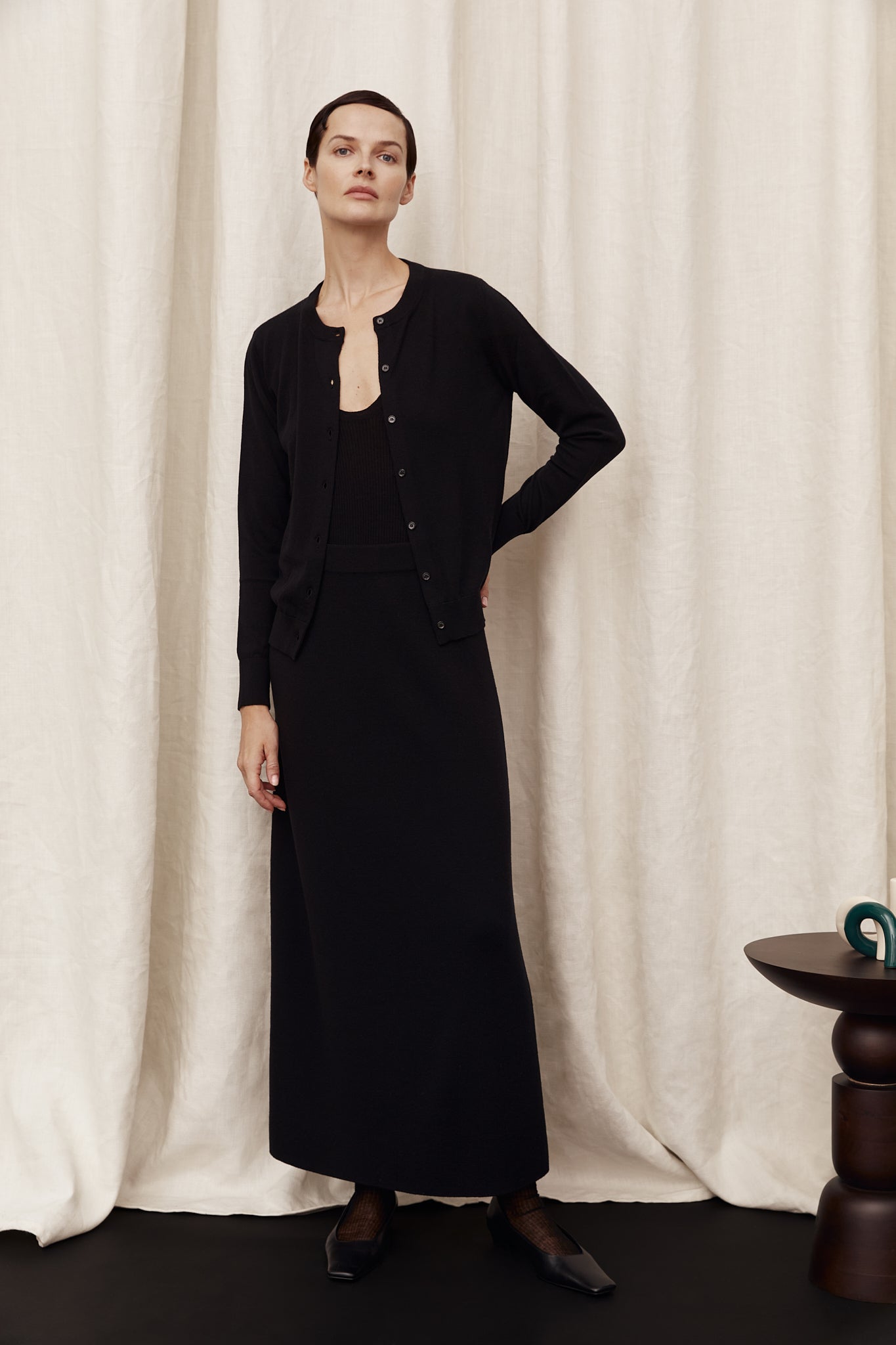 Cardigan avec col ras du cou en laine ultra douce