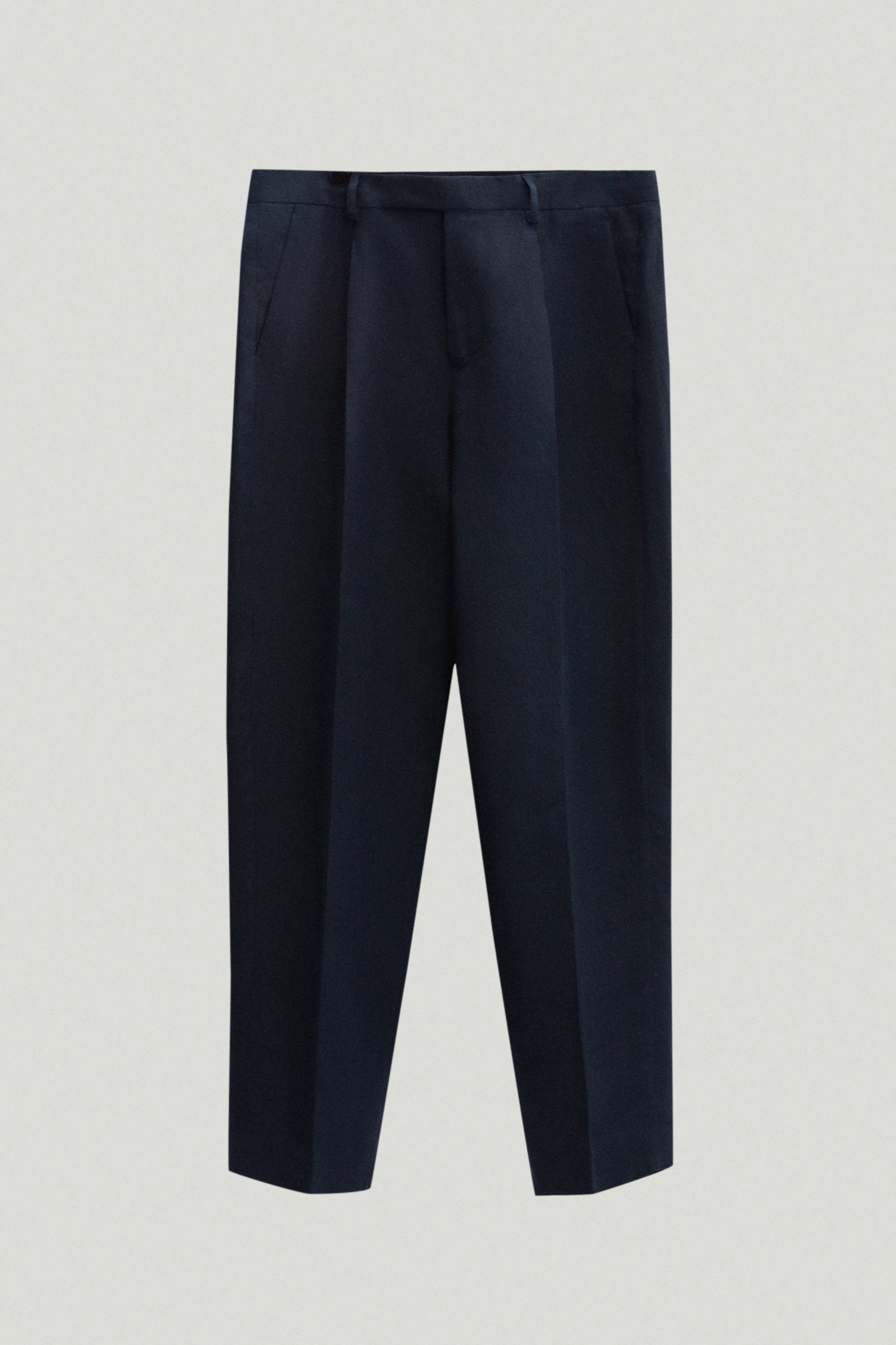 the linen twill trousers blue navy