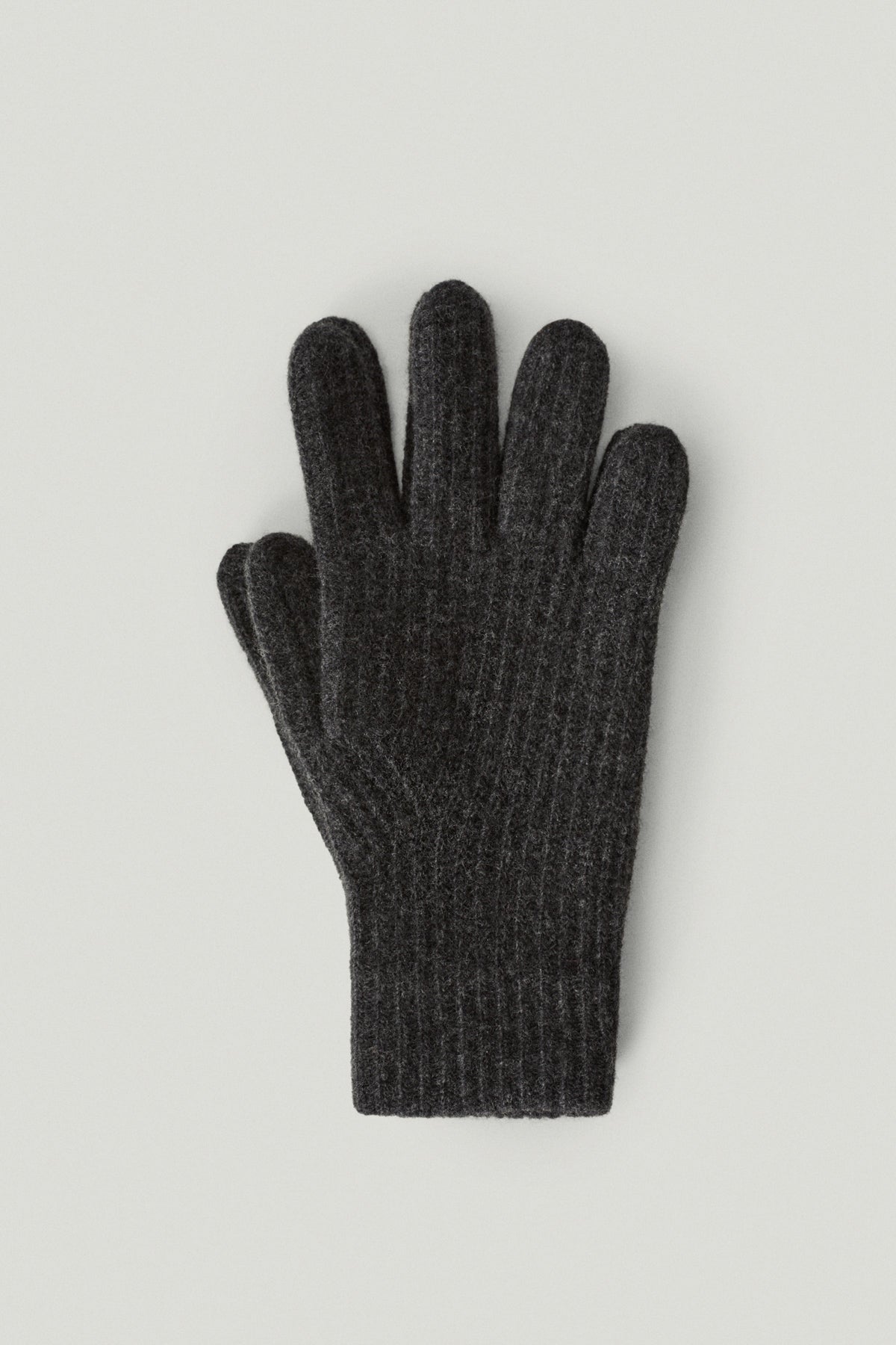 The Woolen Ribbed Gloves For Woman - grey