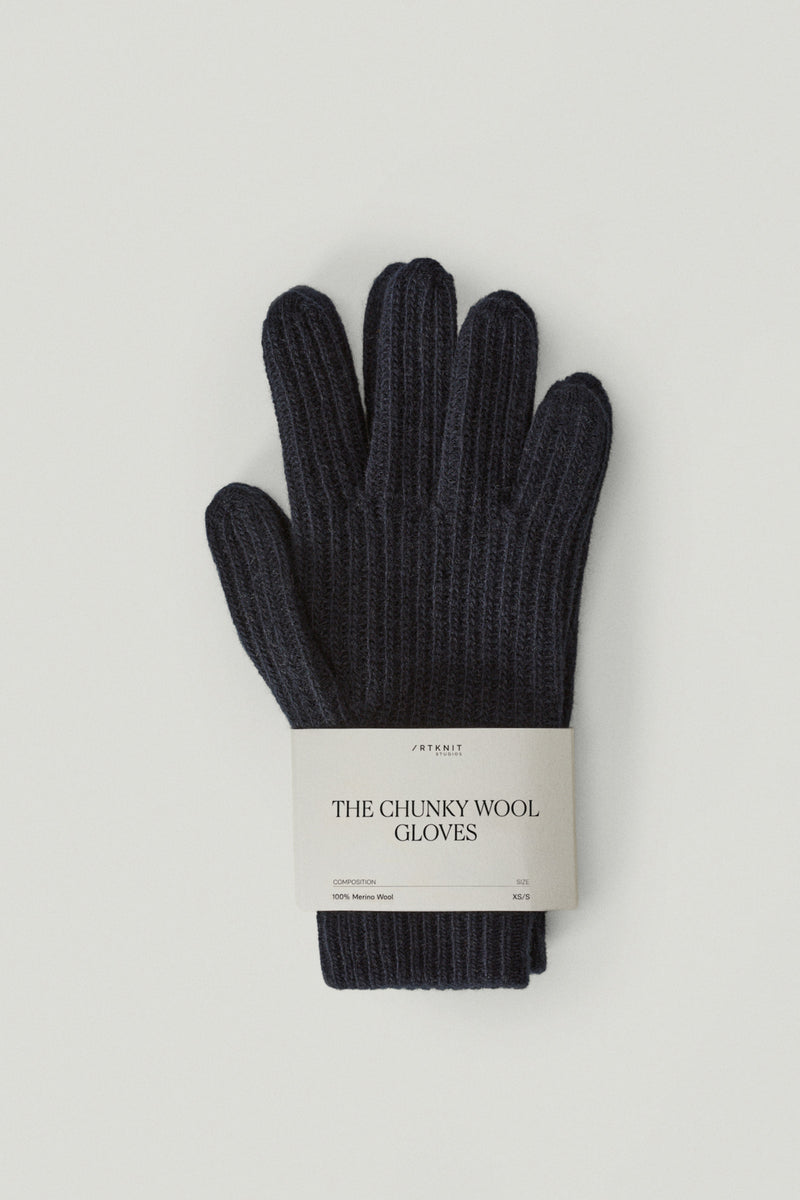 Blue Navy | The Woolen Ribbed Gloves