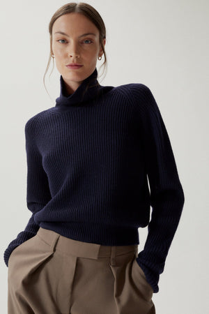 Oxford Blue | The Merino Wool Cropped High-Neck