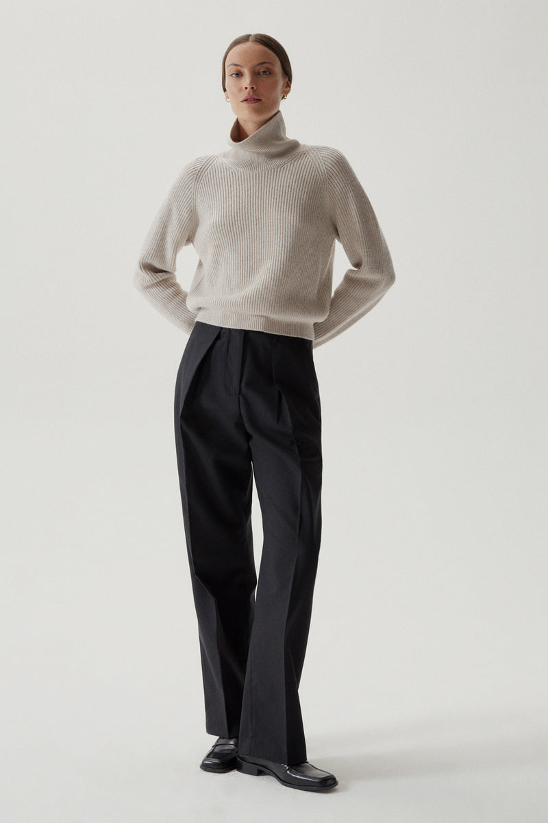 Greige | The Merino Wool Cropped High-Neck
