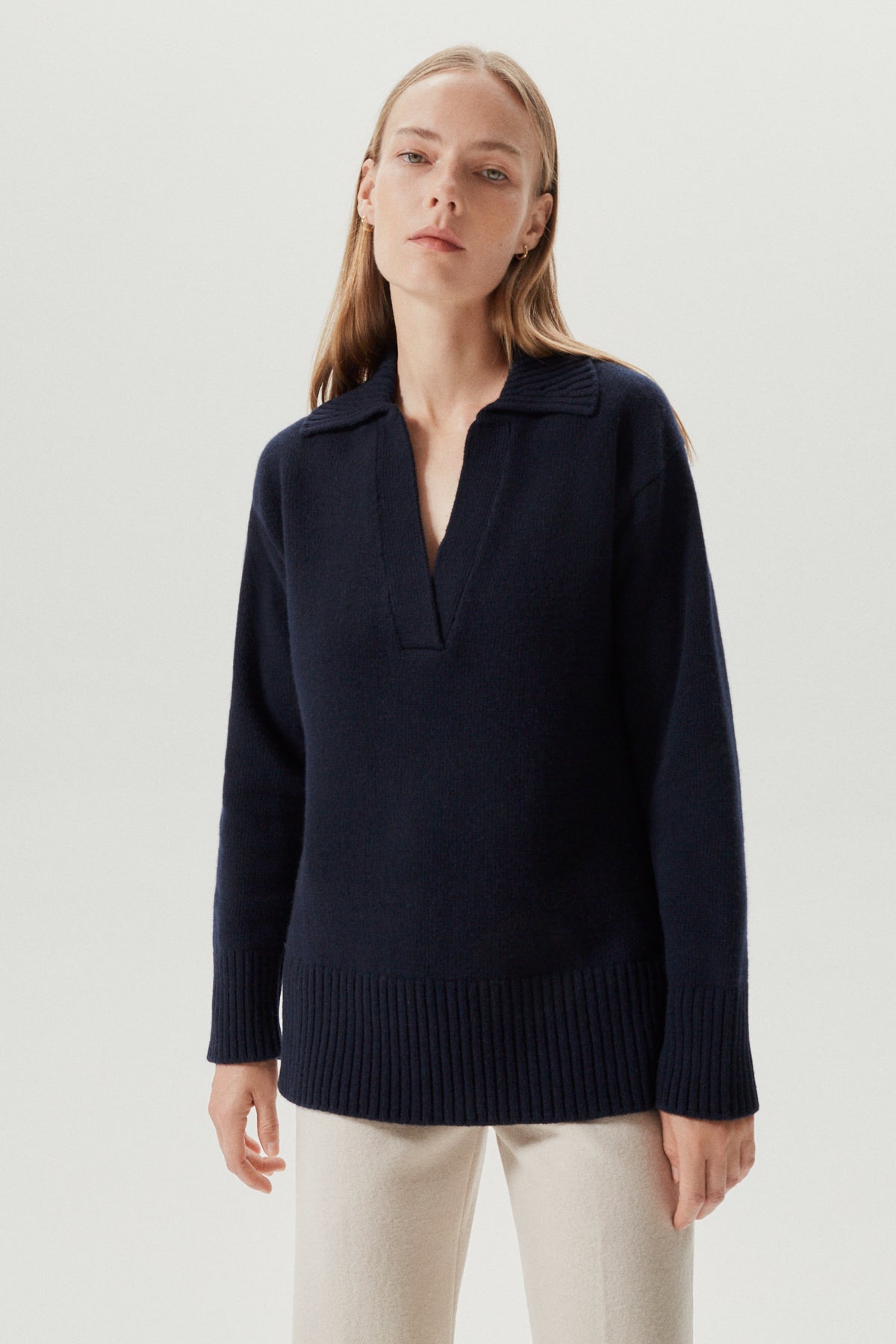 the woolen oversize polo abyss blue