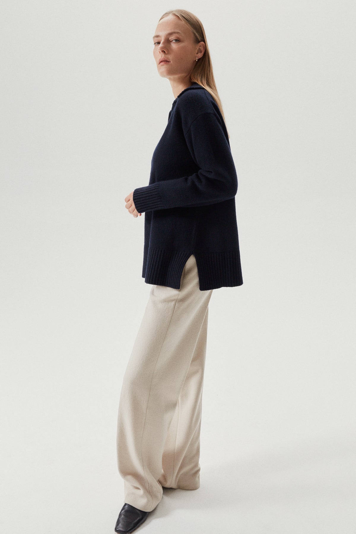 the woolen oversize polo abyss blue