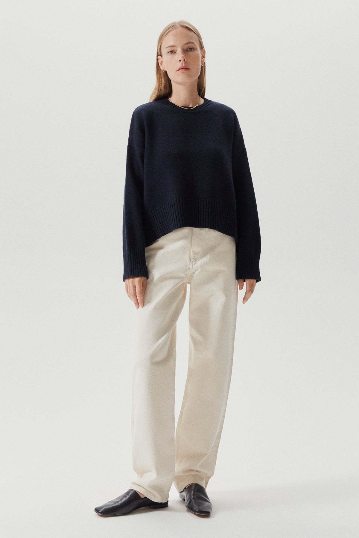 the woolen chunky sweater blue navy
