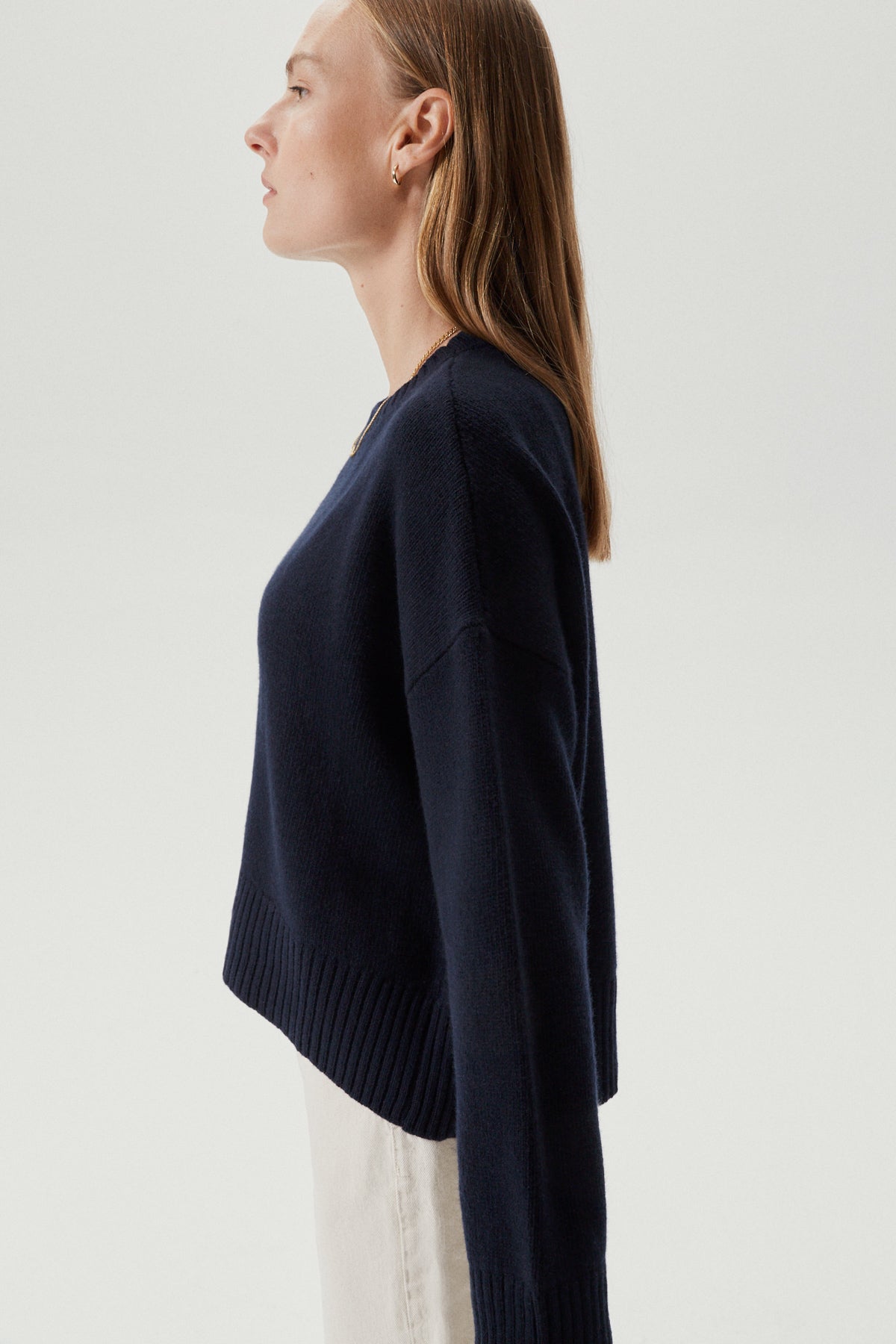 the woolen chunky sweater blue navy