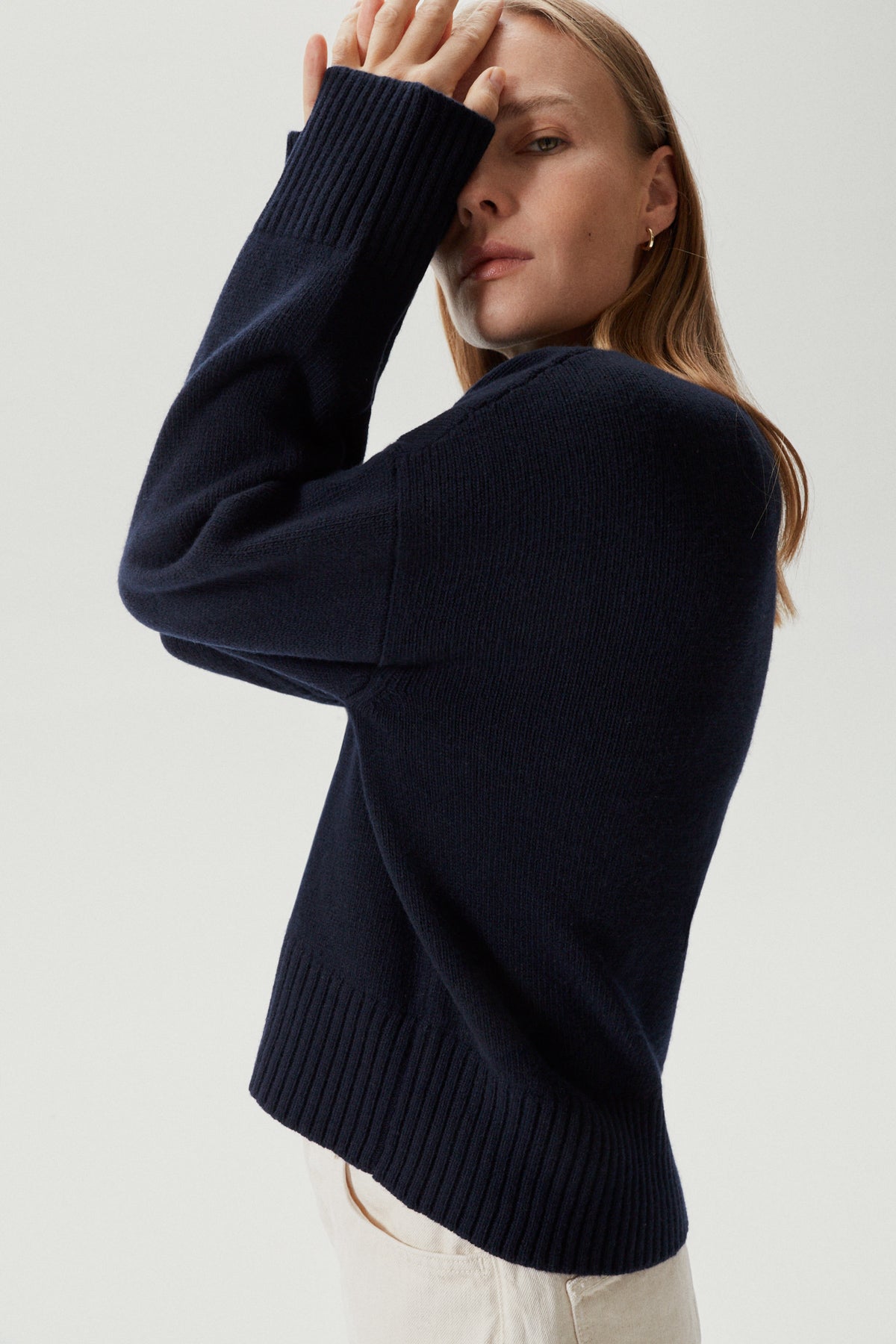 the woolen chunky sweater blue navy