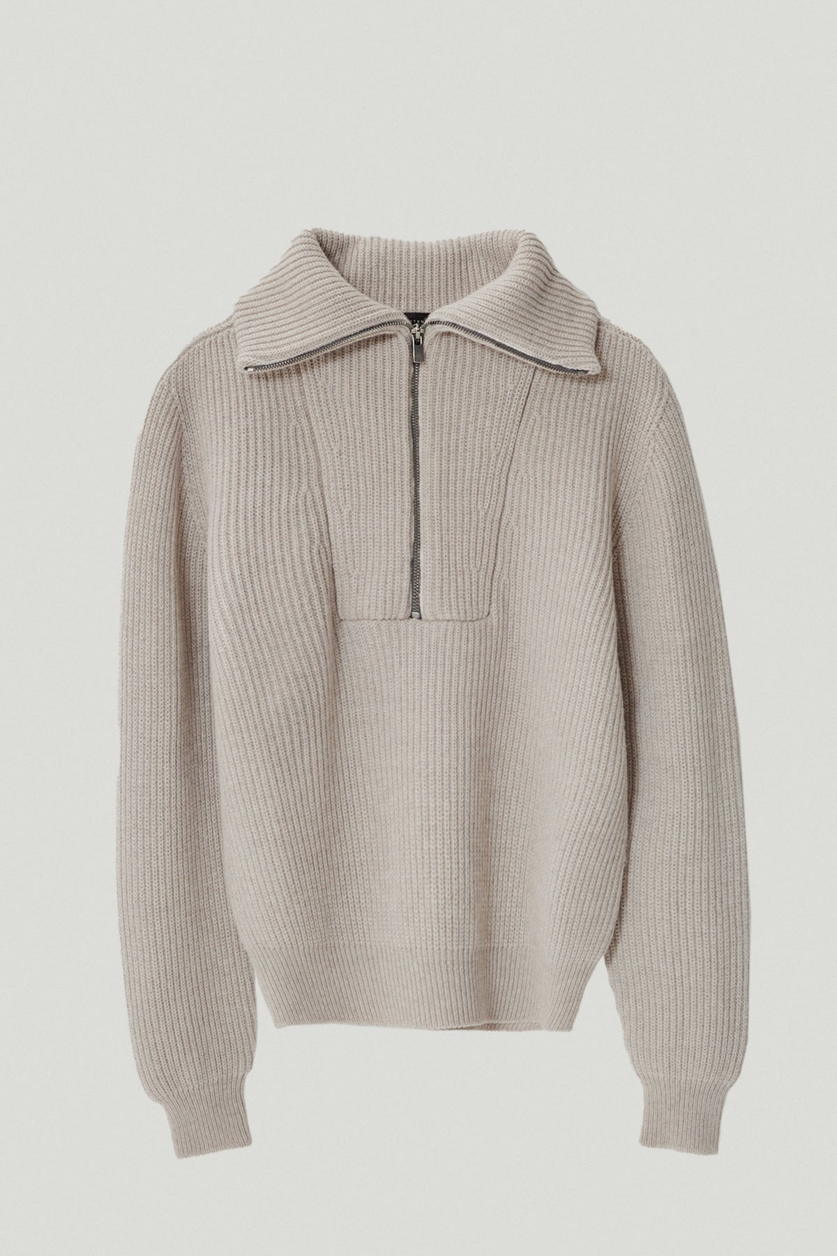 the merino wool half zip sweater greige