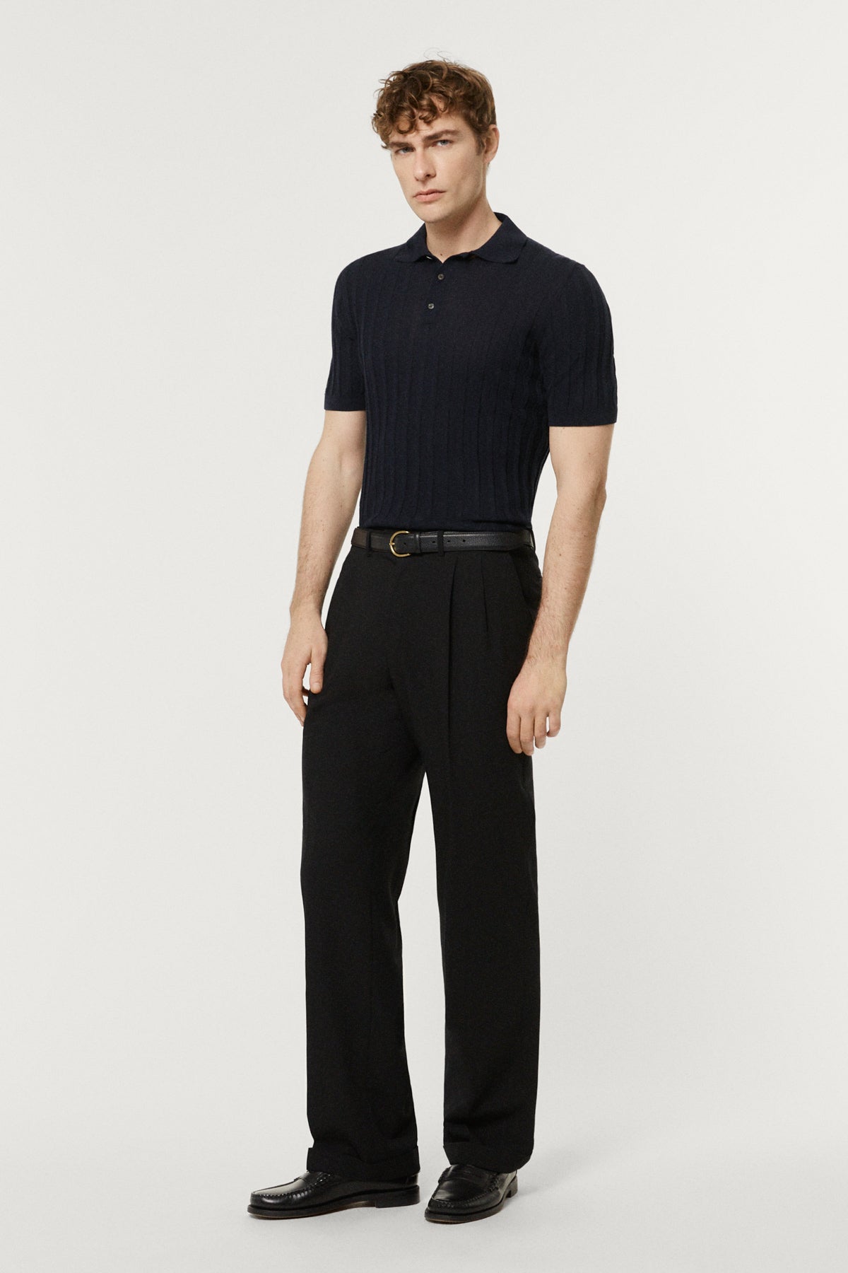 The Organic Cotton Ribbed Short Sleeve Polo Deep Blue