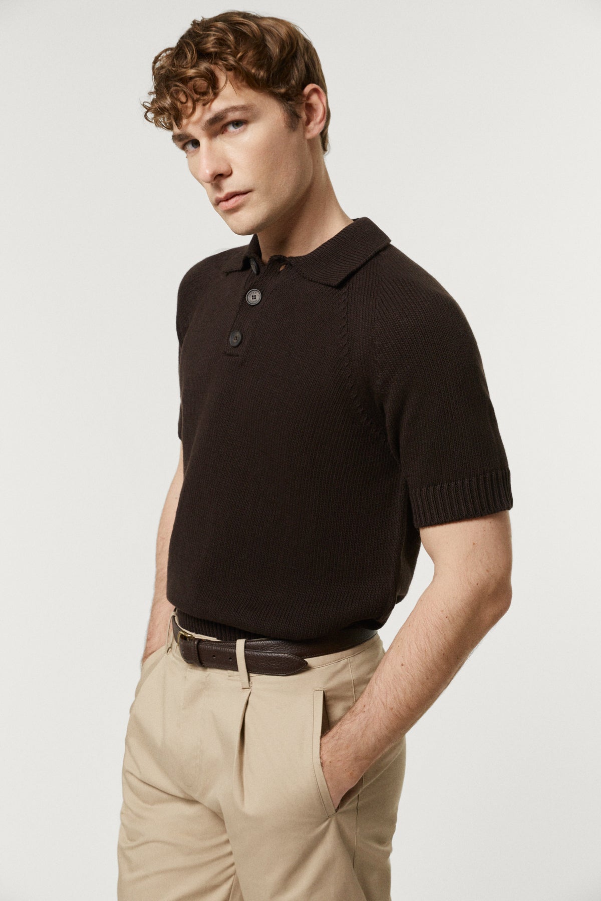 The Organic Cotton Tricot Short Sleeve Polo brown