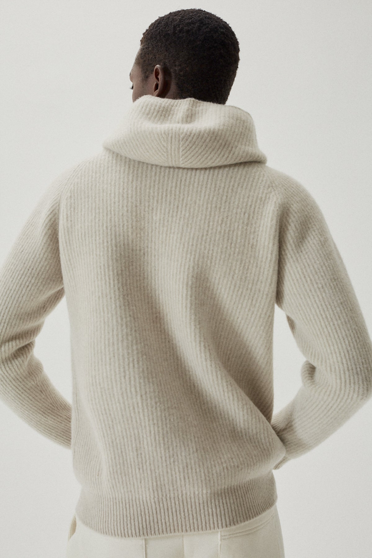 the woolen ribbed hoodie imperfect version ecru