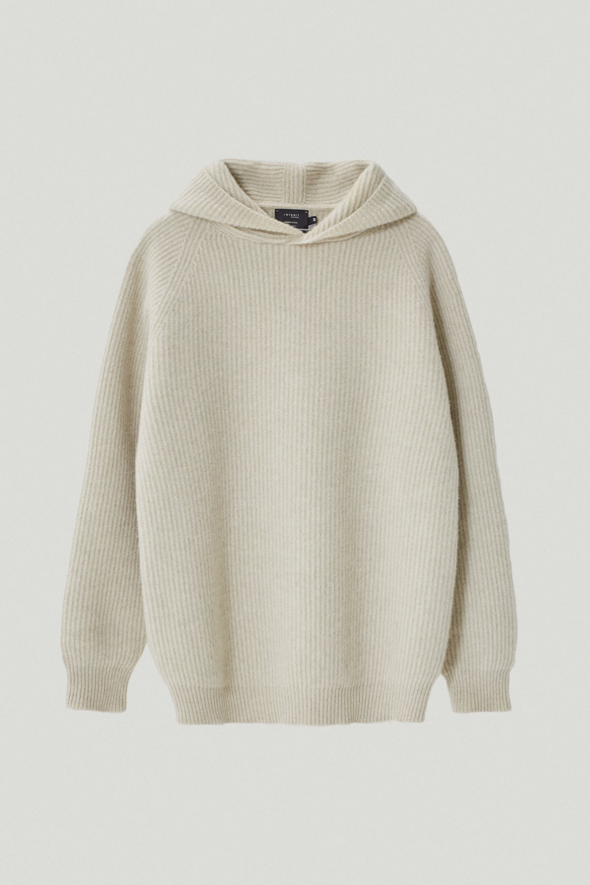 the woolen ribbed hoodie imperfect version ecru