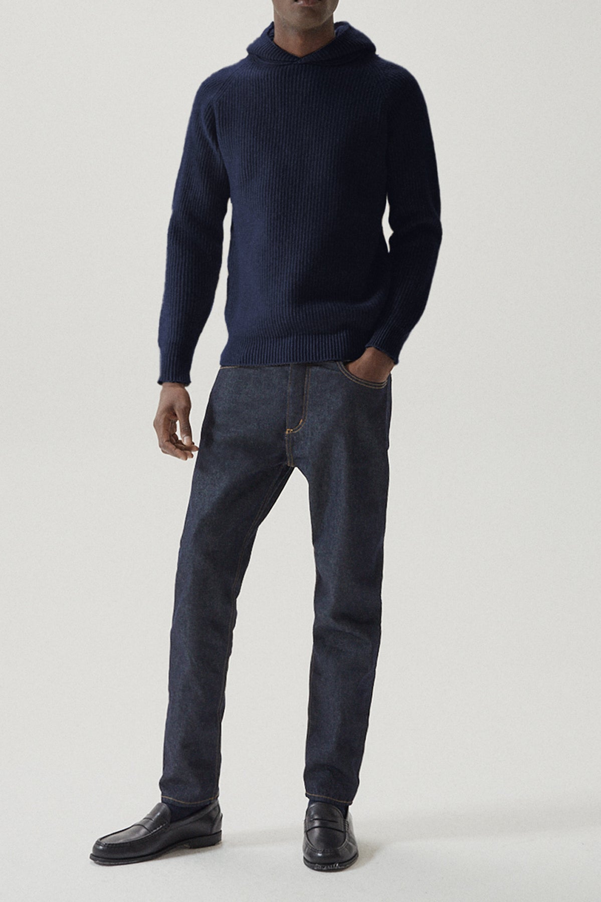 the woolen ribbed hoodie imperfect version abyss blue