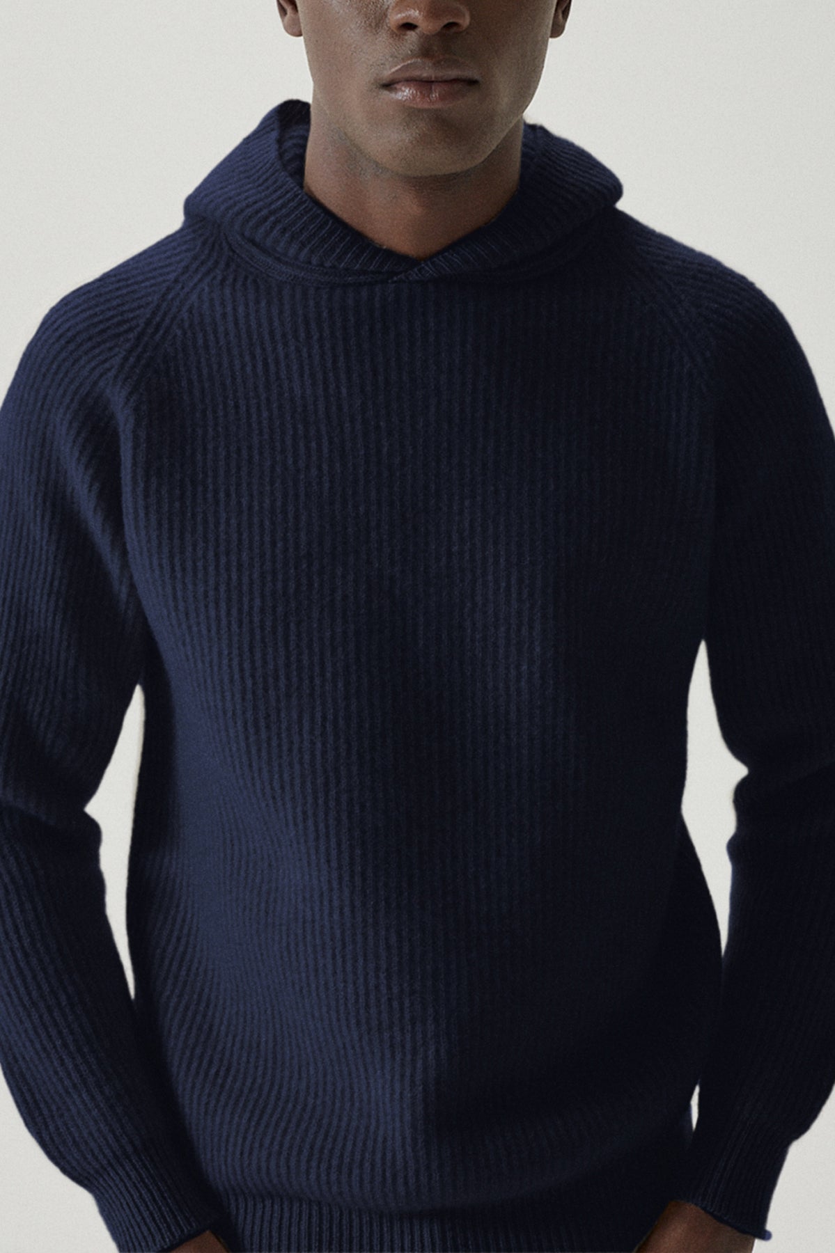 the woolen ribbed hoodie imperfect version abyss blue