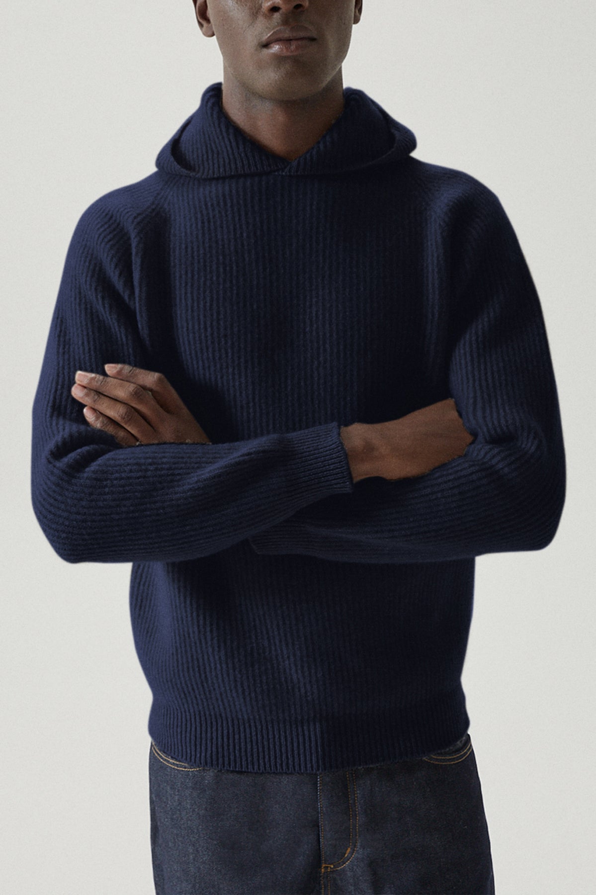 the woolen ribbed hoodie imperfect version abyss blue