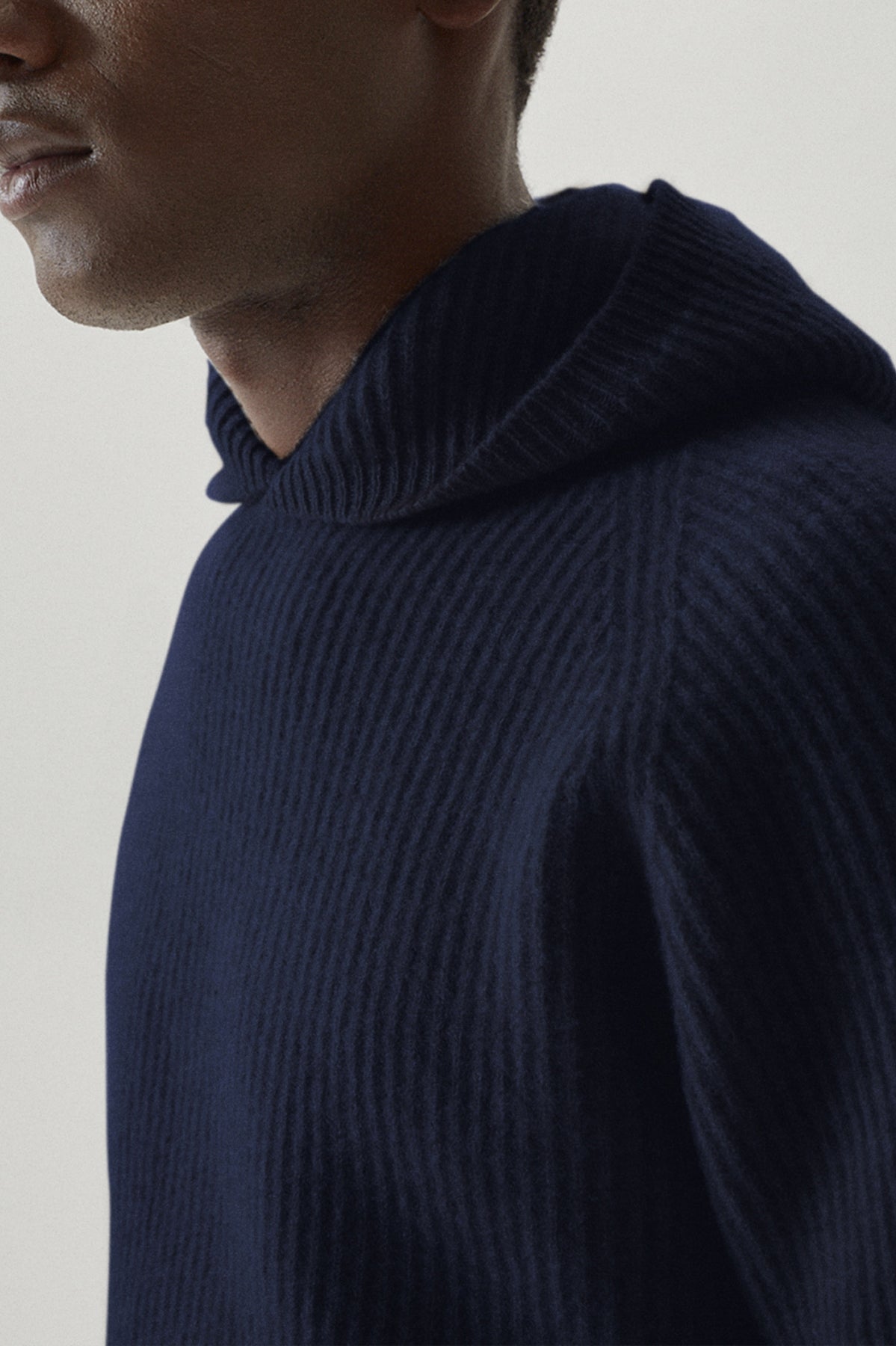 the woolen ribbed hoodie imperfect version abyss blue