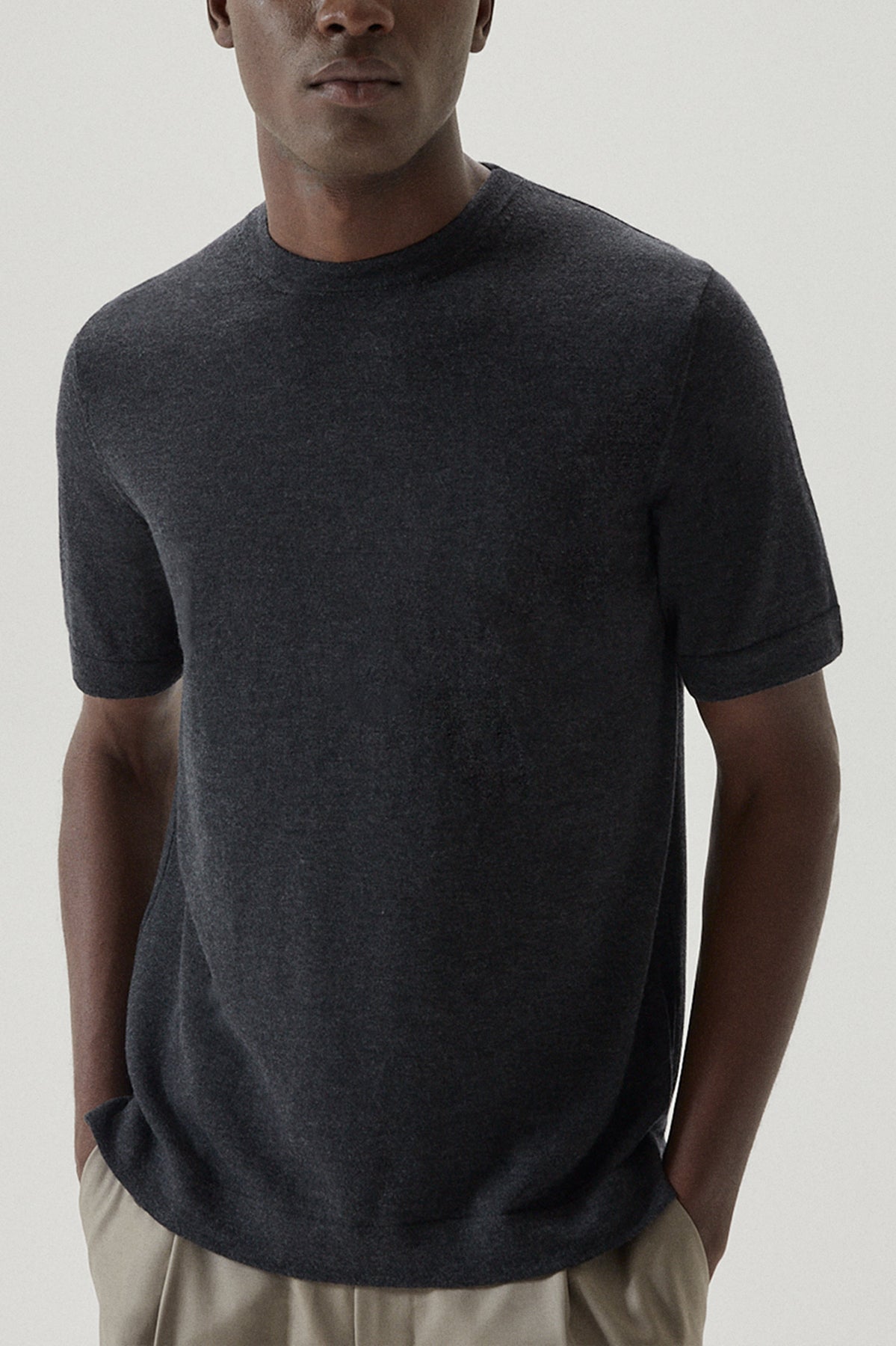 The Ultrasoft Wool T-Shirt - Imperfect Version | Dark Grey