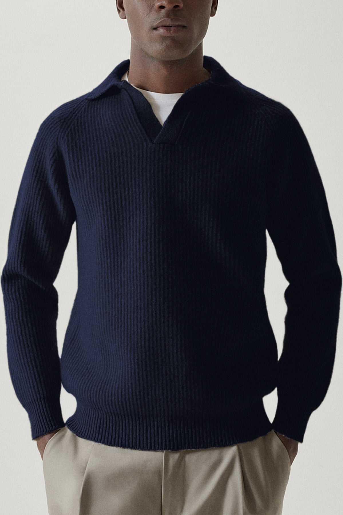 The Woolen Ribbed Polo - Imperfect Version | Abyss Blue