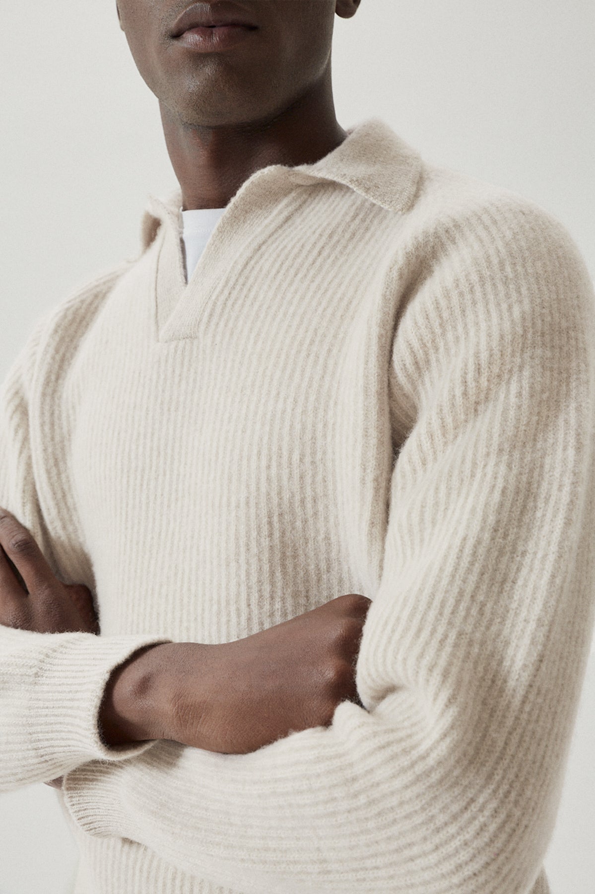 The Woolen Ribbed Polo - Imperfect Version | Ecru